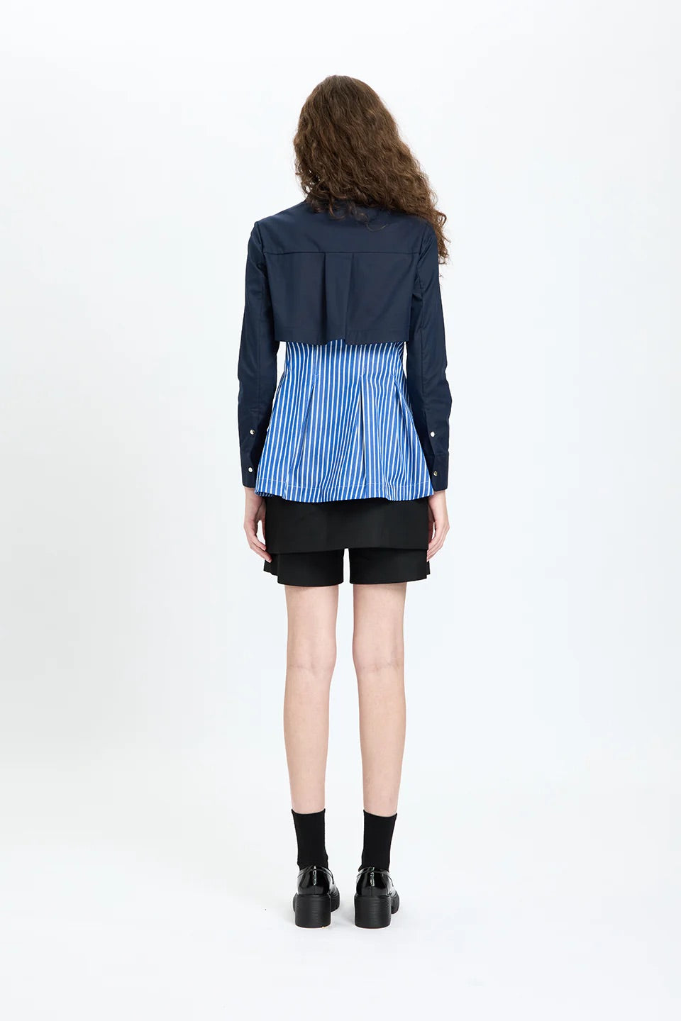 Layered Crop & Peplum Shirt Blue