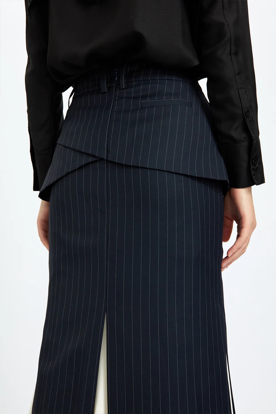 Ruffled Pinstripe Combo Skirt