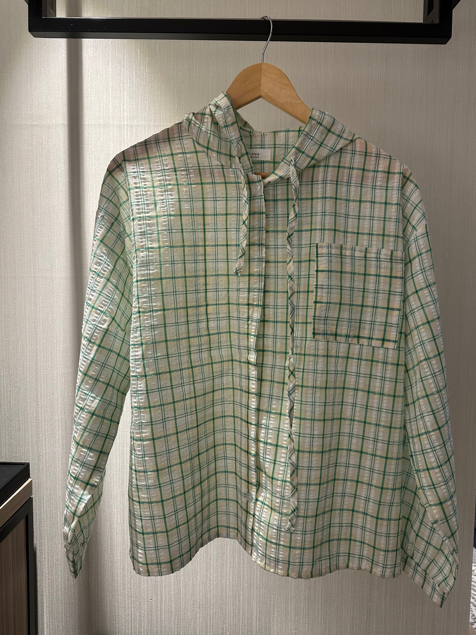 T9 Green Checker Hoodie Shirt