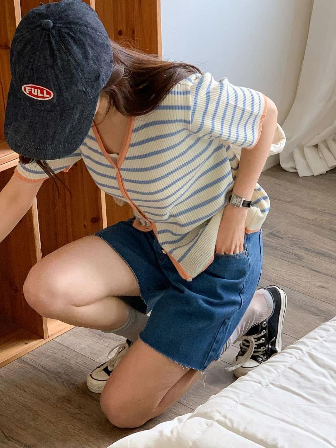 Nice Colour Match Short Sleeve stripe Cardigan (20-22Mar 268, 之後批發價$298)