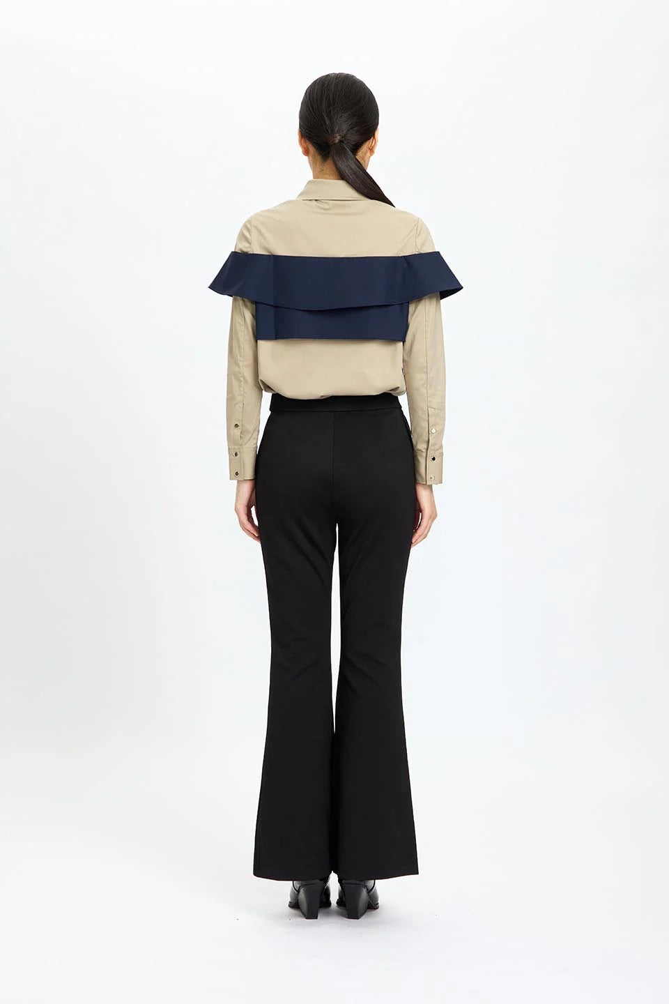 Monochrome Chic Panel Shirt Khaki