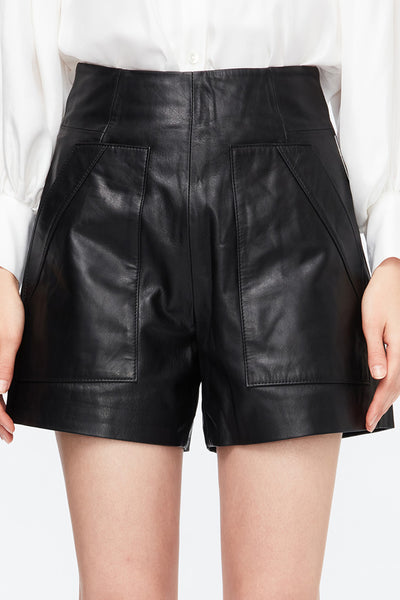 Slim-Cut Leather Shorts