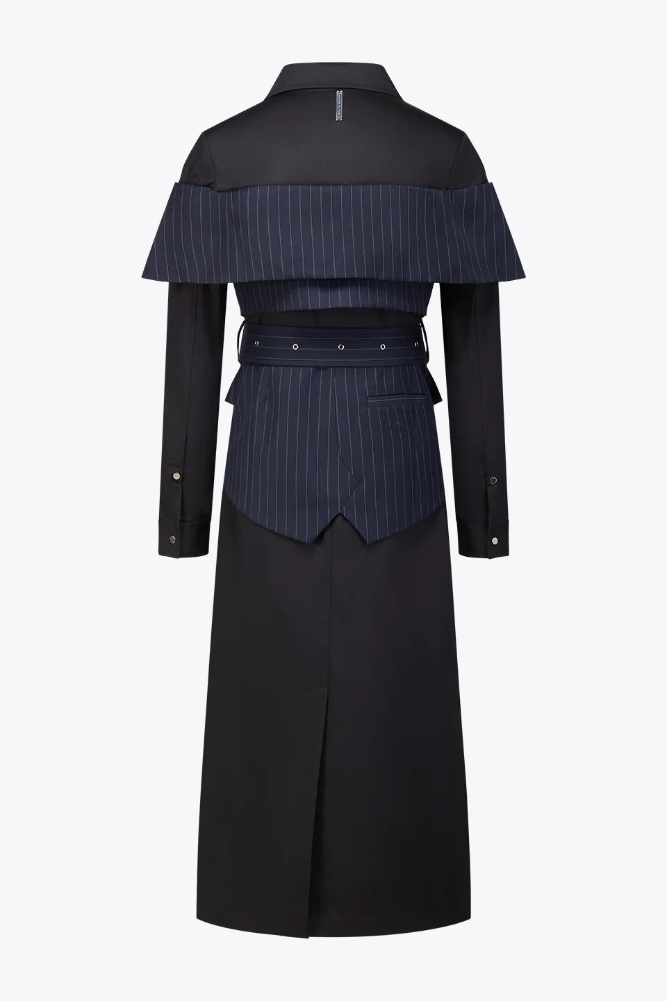 Pinstripe Inner-Layered Shirtdress