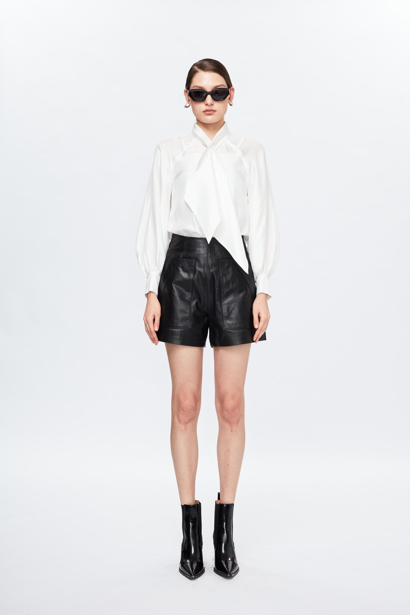 Slim-Cut Leather Shorts