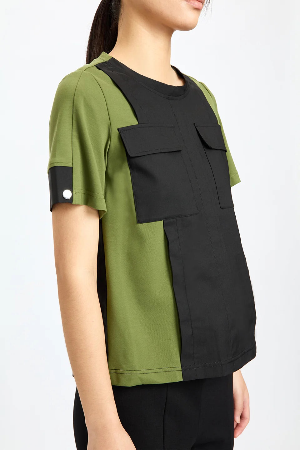 Olive-Black Bold Pocket Tee