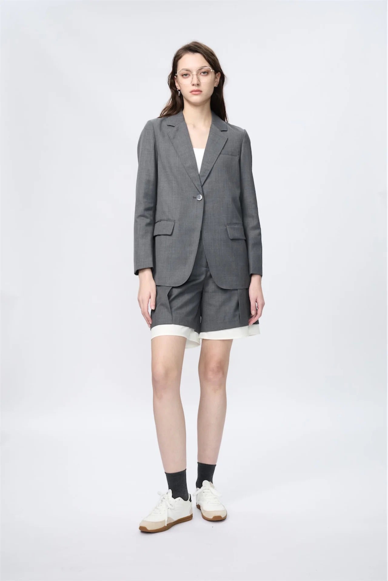 Wide-Leg Layers Shirting Shorts