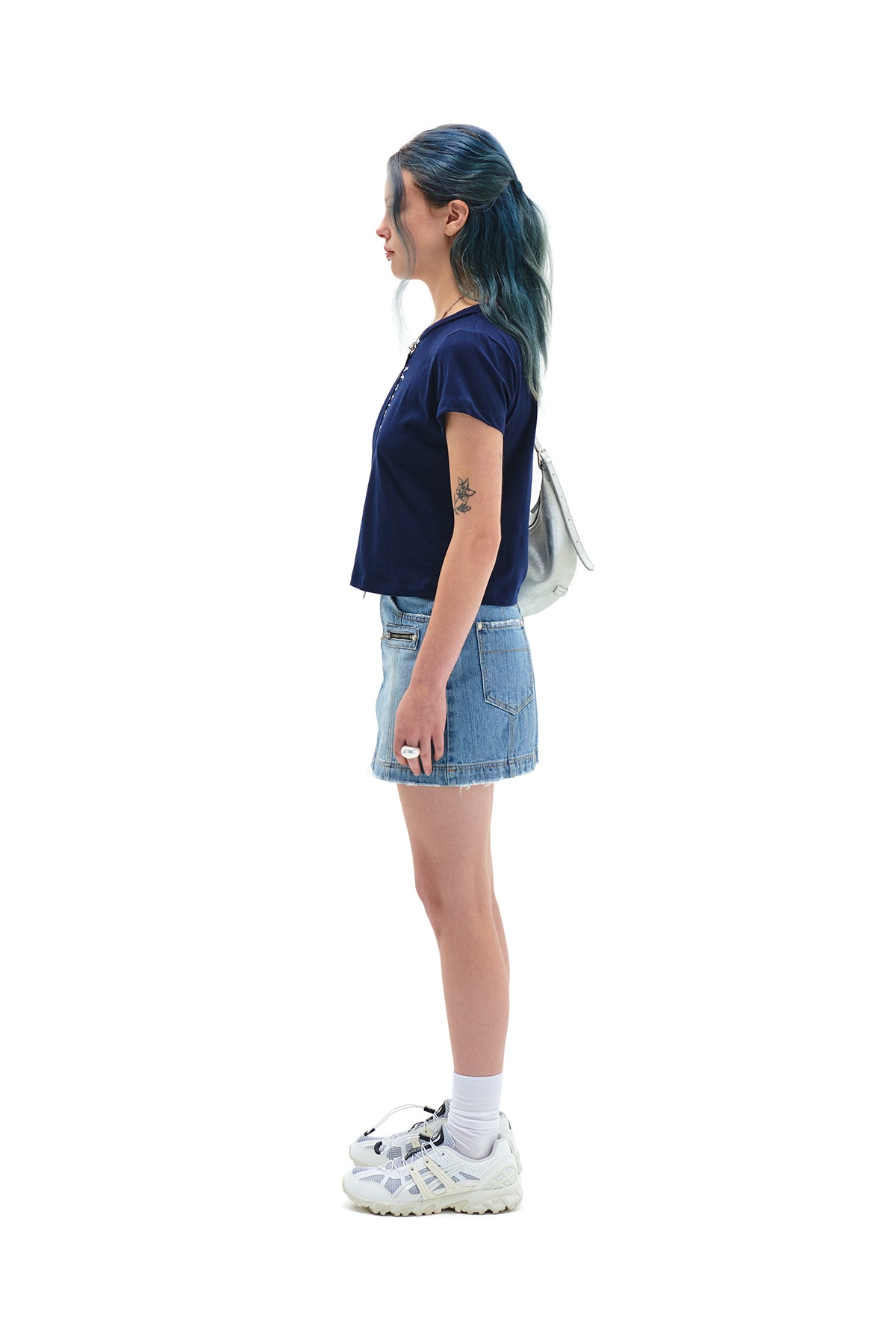 MATIN PINTUCK CROP TOP IN NAVY