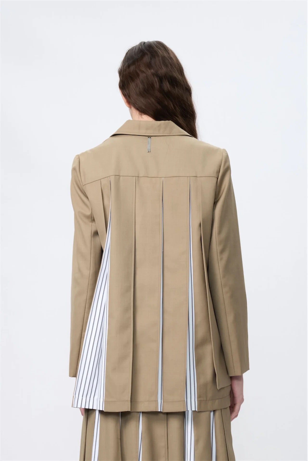 Block Pleated Flare Shirting Trousers (Khaki)