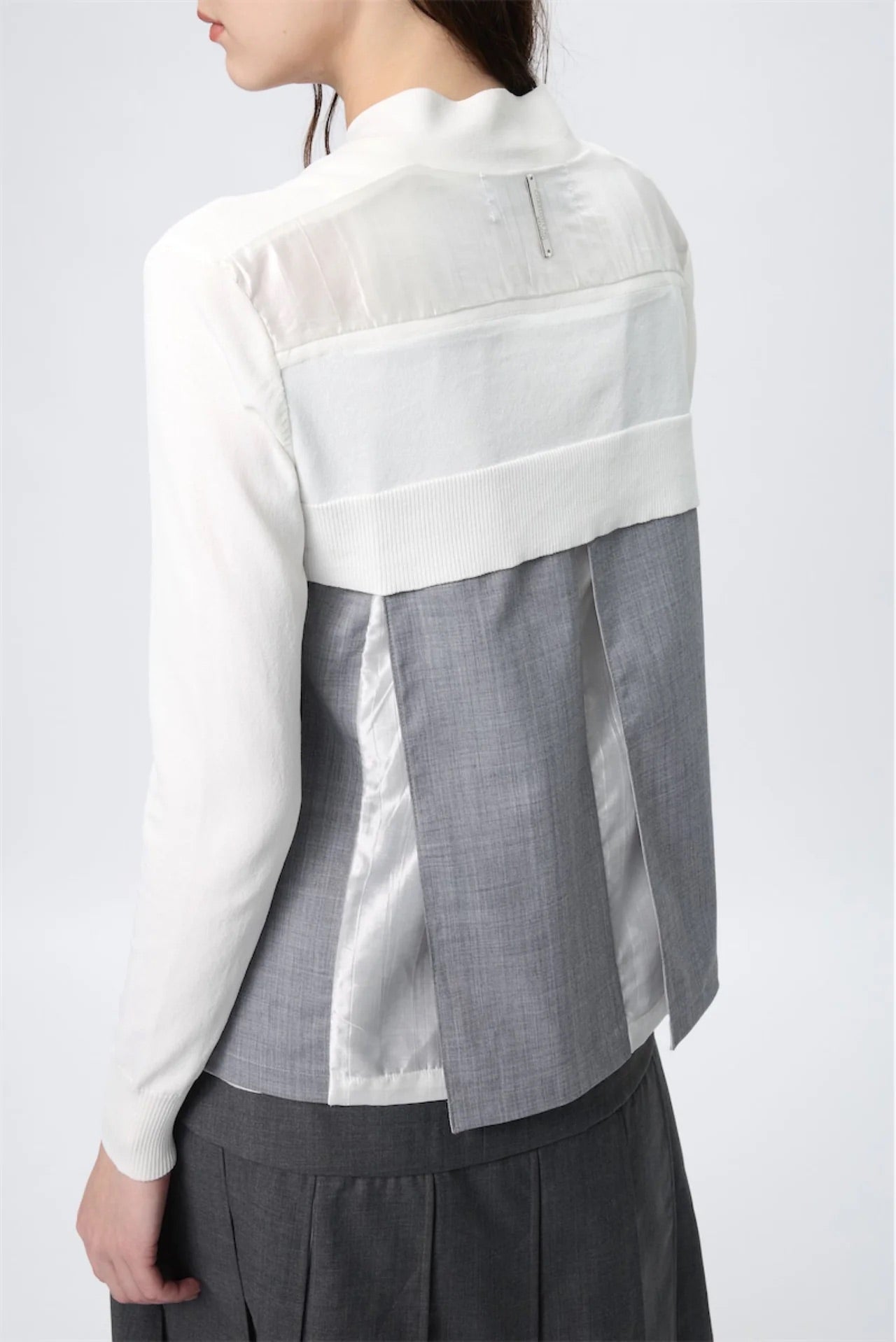 Back Pleated Cardigan (Grey)