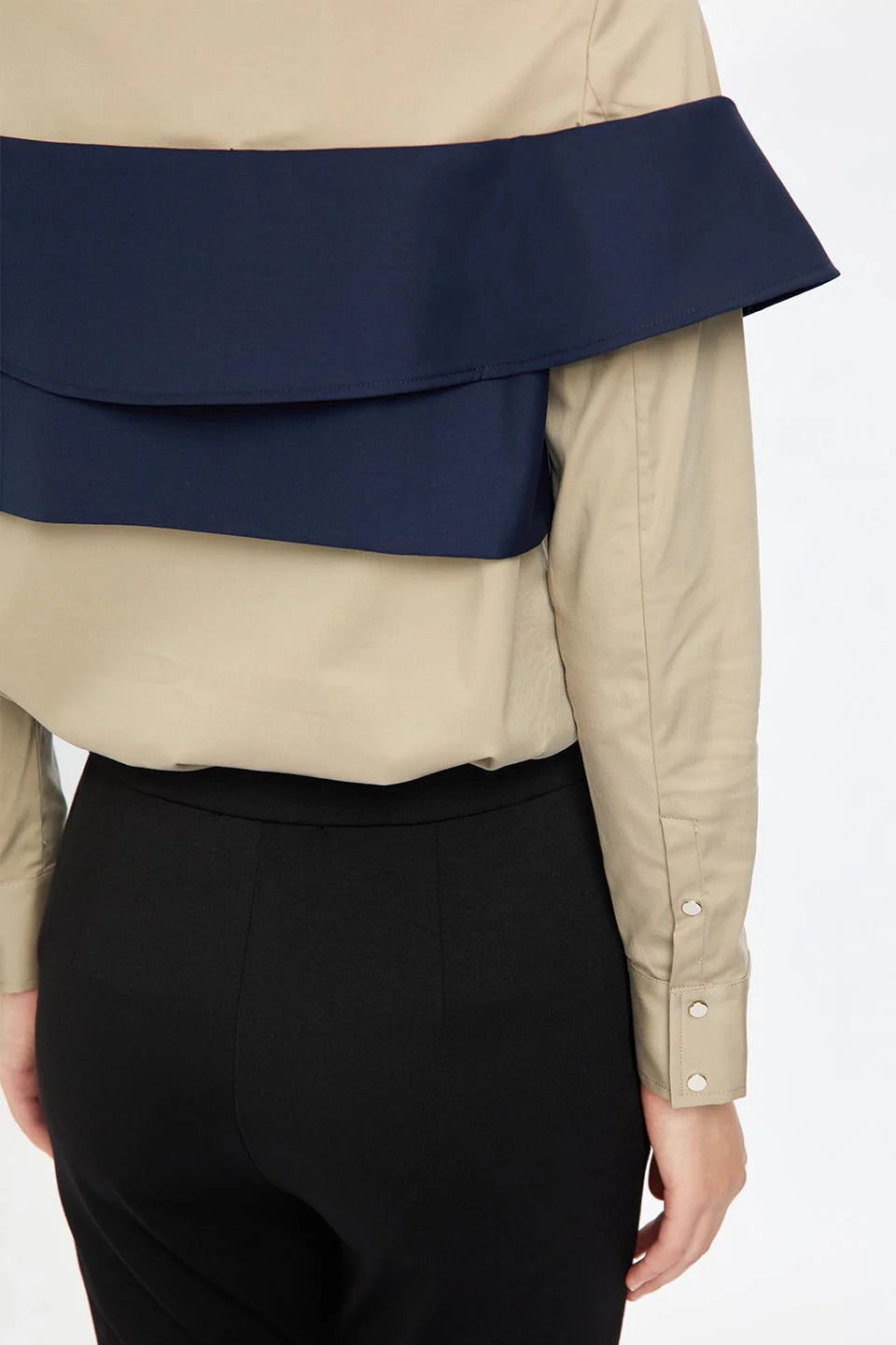 Monochrome Chic Panel Shirt Khaki