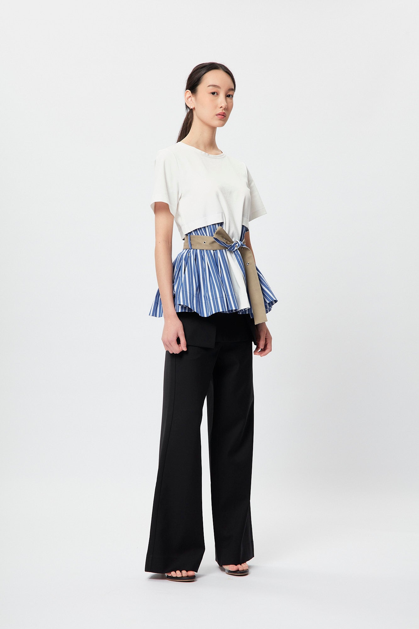 Fem-Working Peplum Tee - White