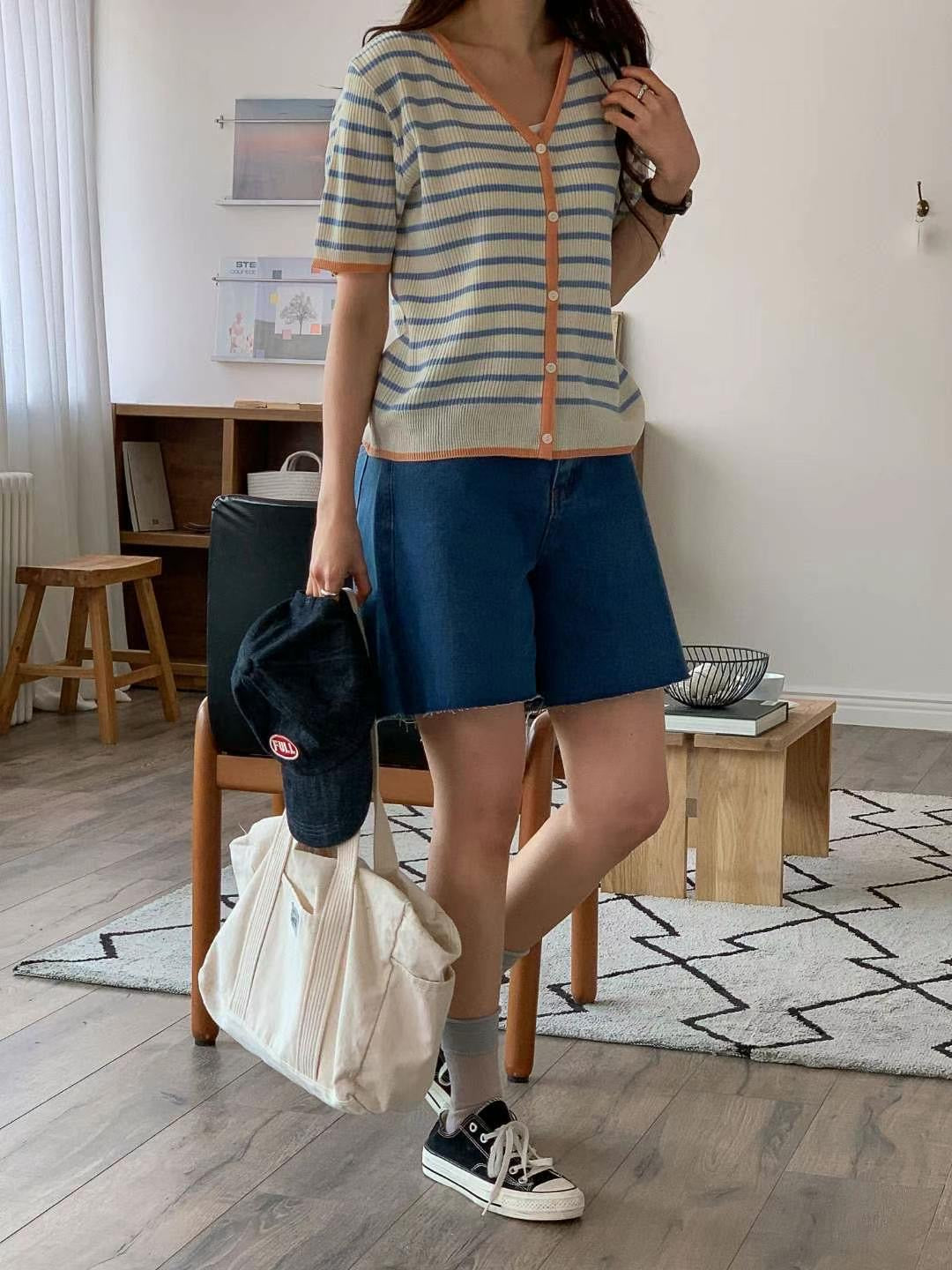 Nice Colour Match Short Sleeve stripe Cardigan (20-22Mar 268, 之後批發價$298)
