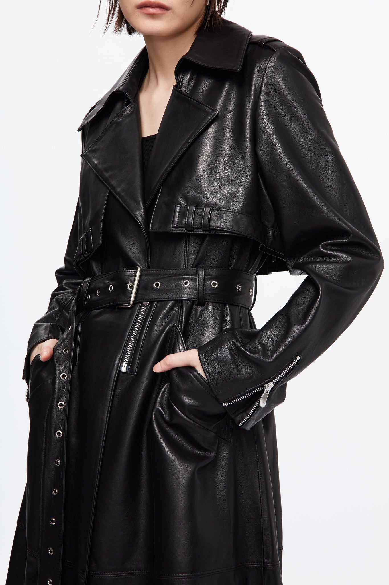 Embraced Leather Trench