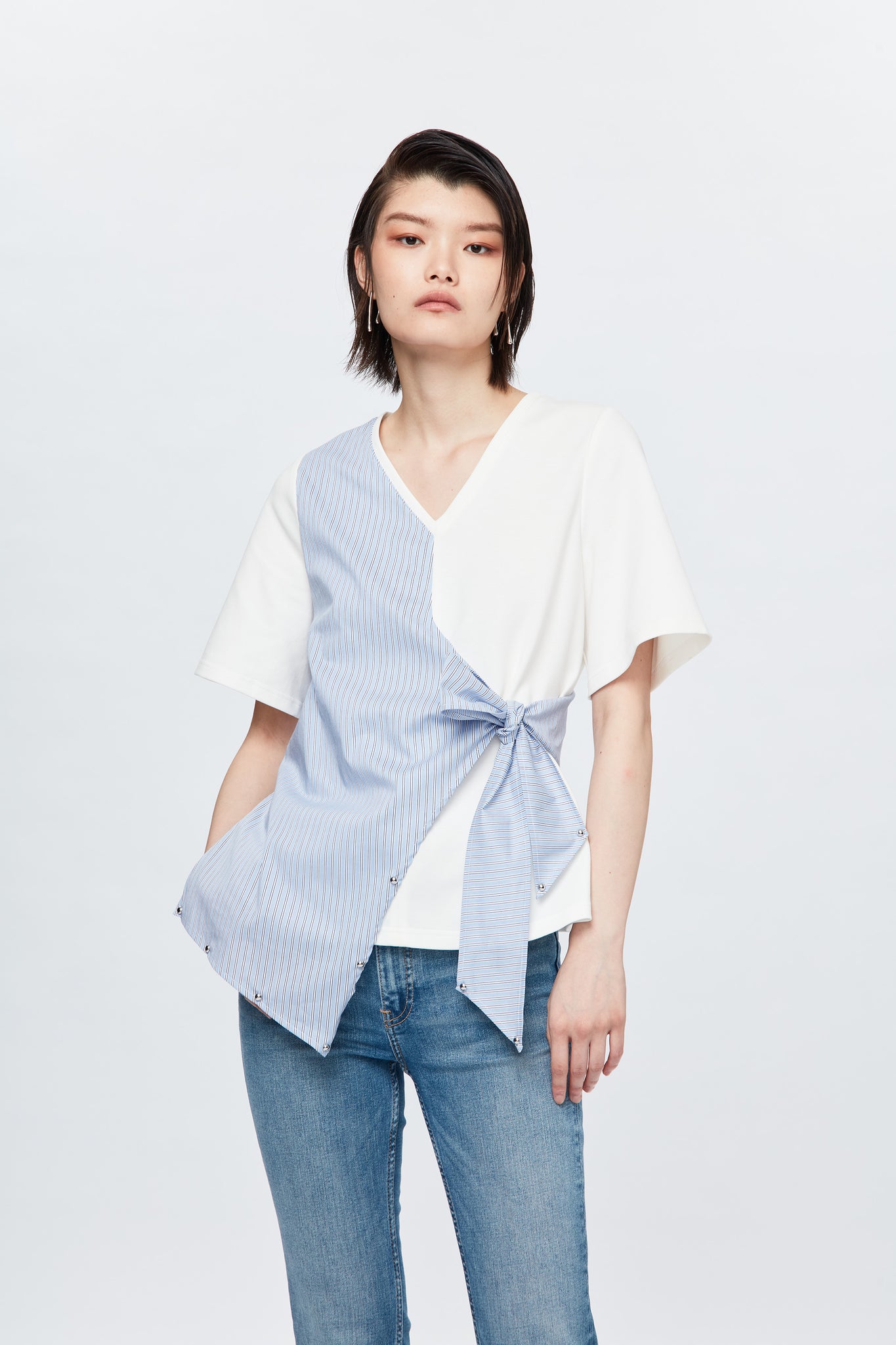 Stud Wrap Top - White