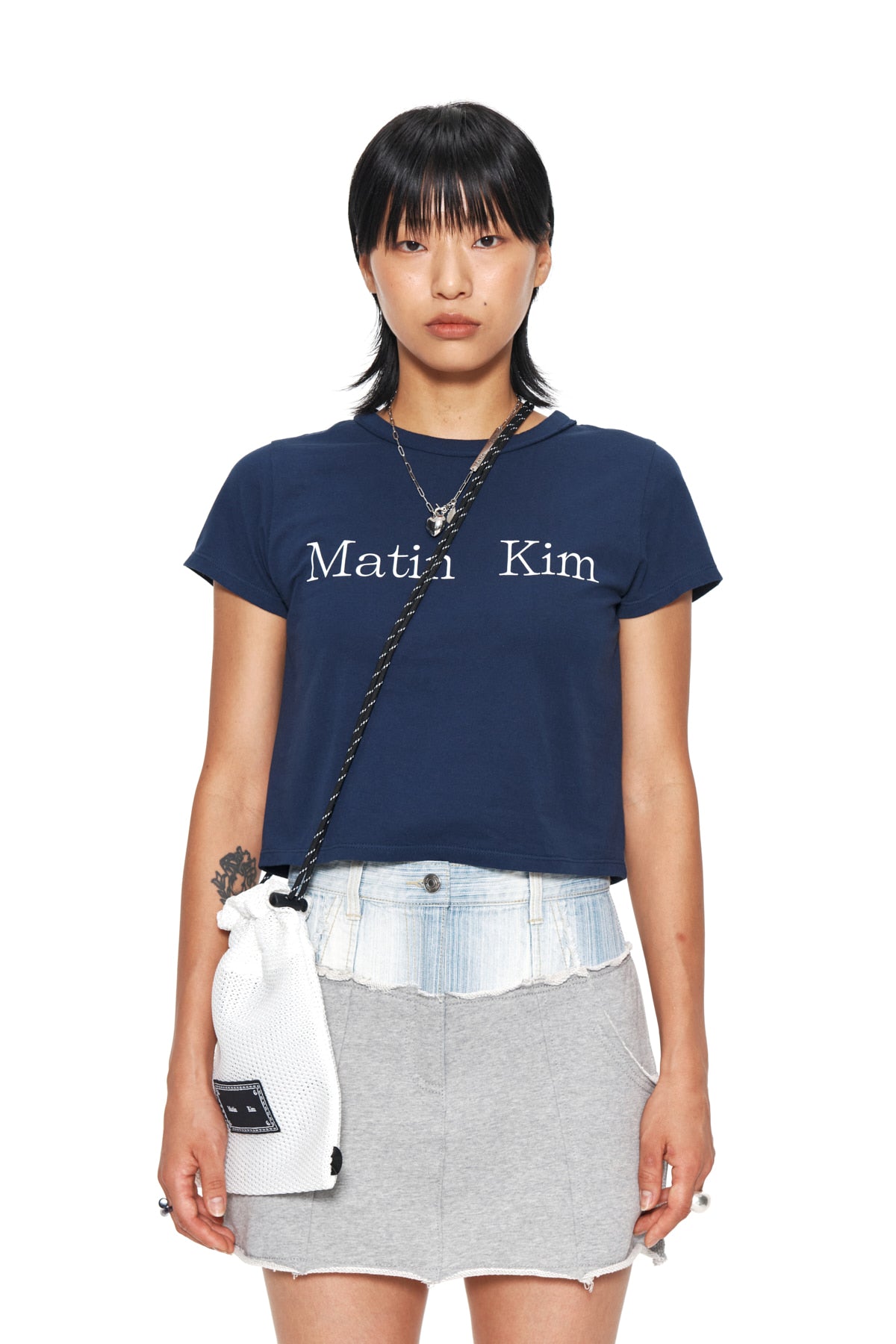 MATIN LOGO CROP TOP IN NAVY