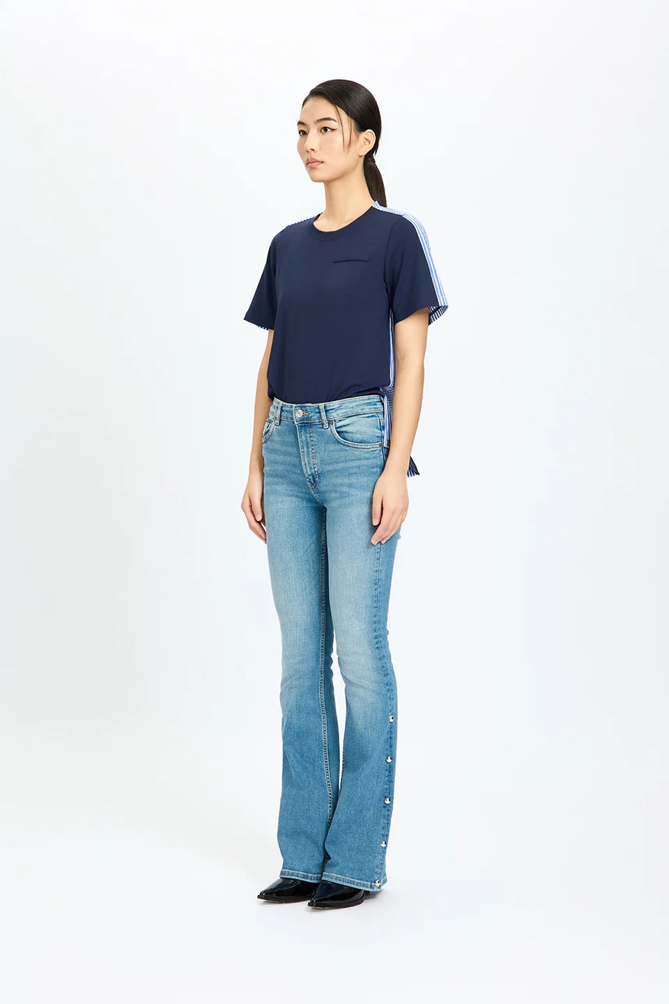 Flared Contrast Stripe Tee