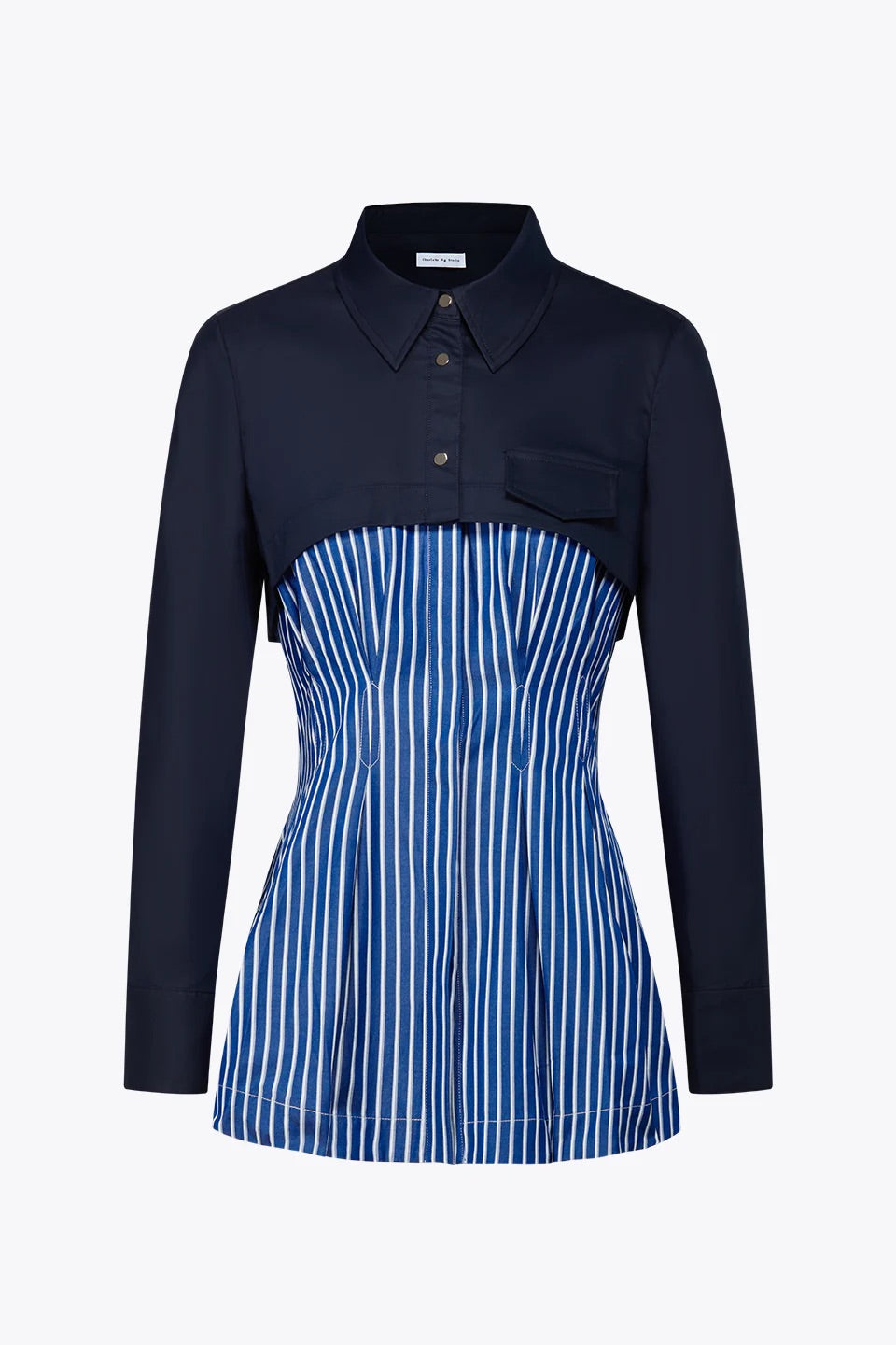 Layered Crop & Peplum Shirt Blue