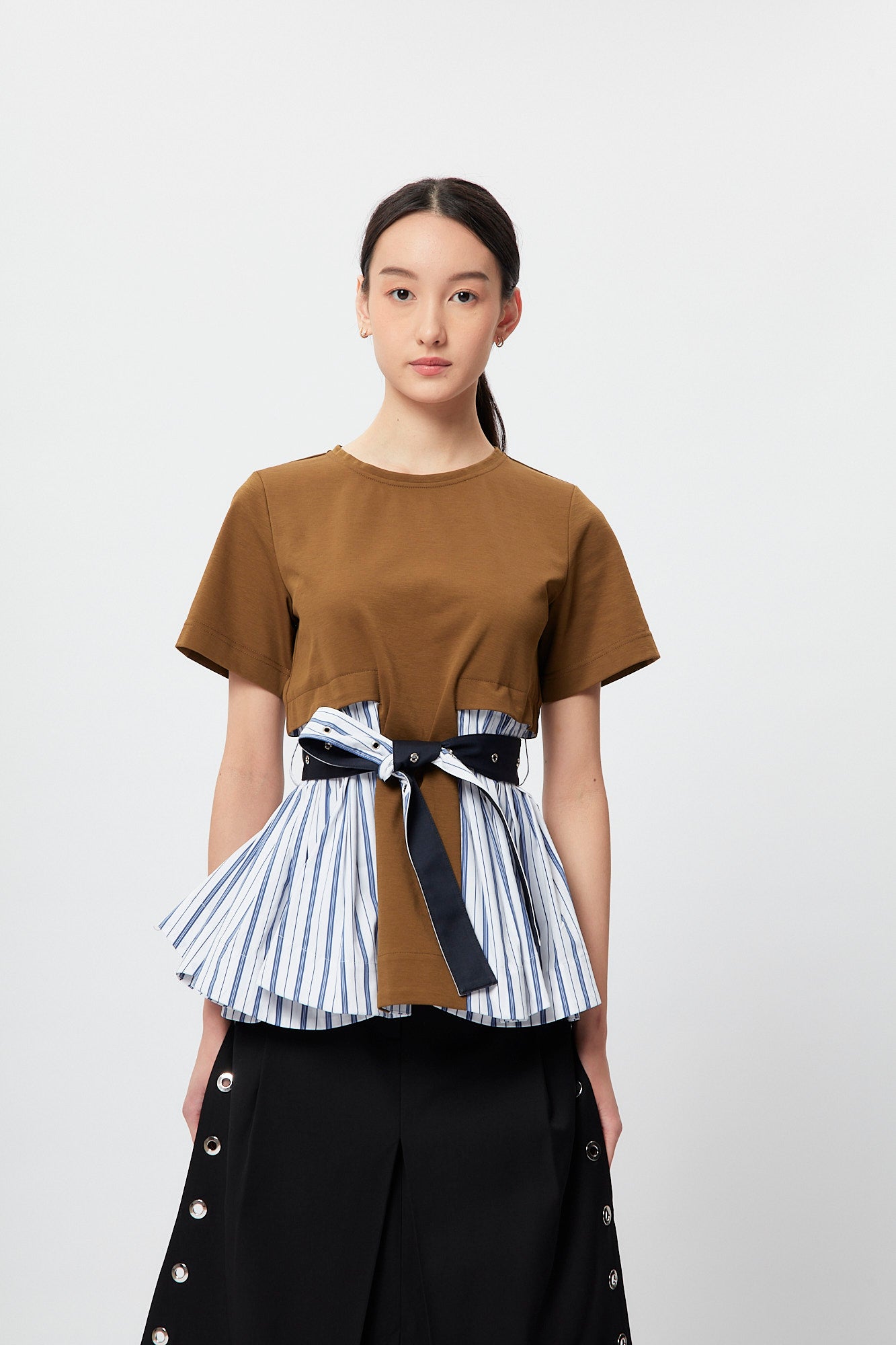 Fem-Working Peplum Tee - Olive