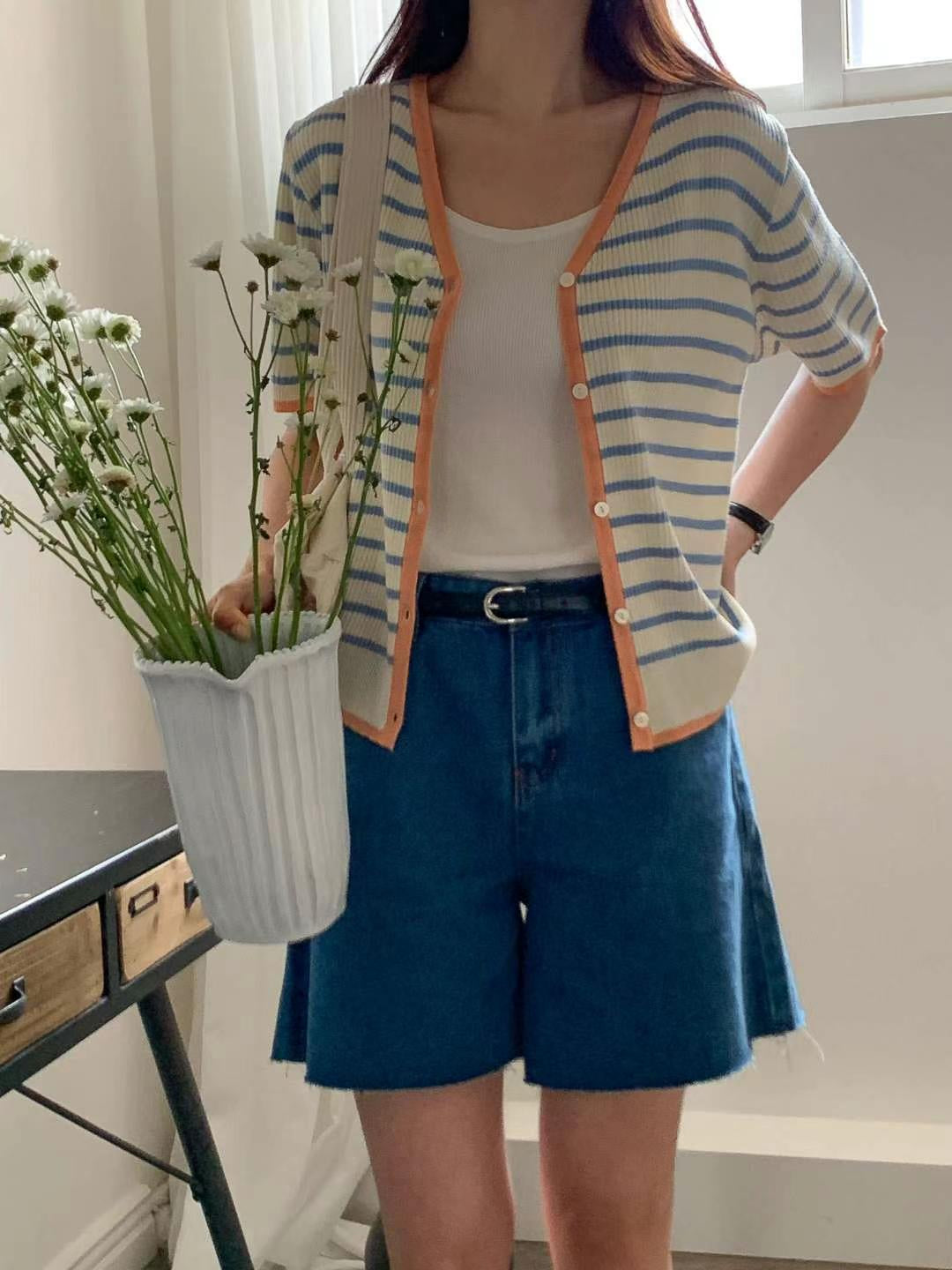 Nice Colour Match Short Sleeve stripe Cardigan (20-22Mar 268, 之後批發價$298)