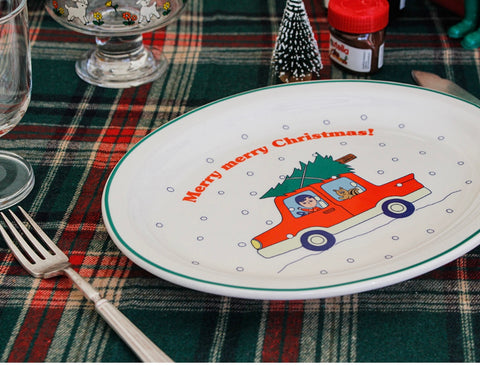 Merry Christmas Oval Plate (Limited Edition) - Green