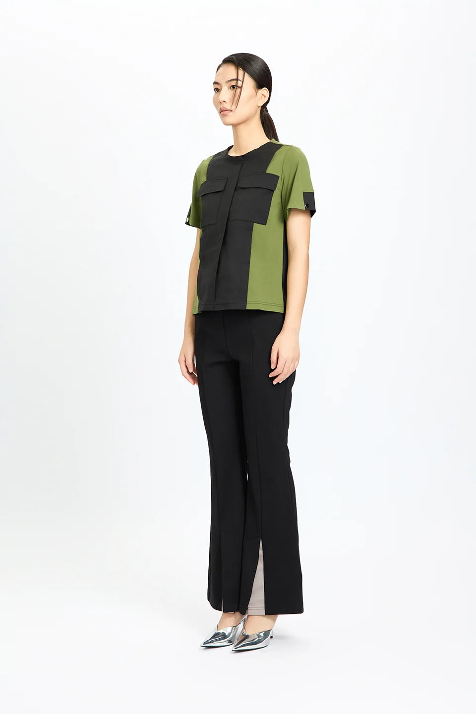 Olive-Black Bold Pocket Tee