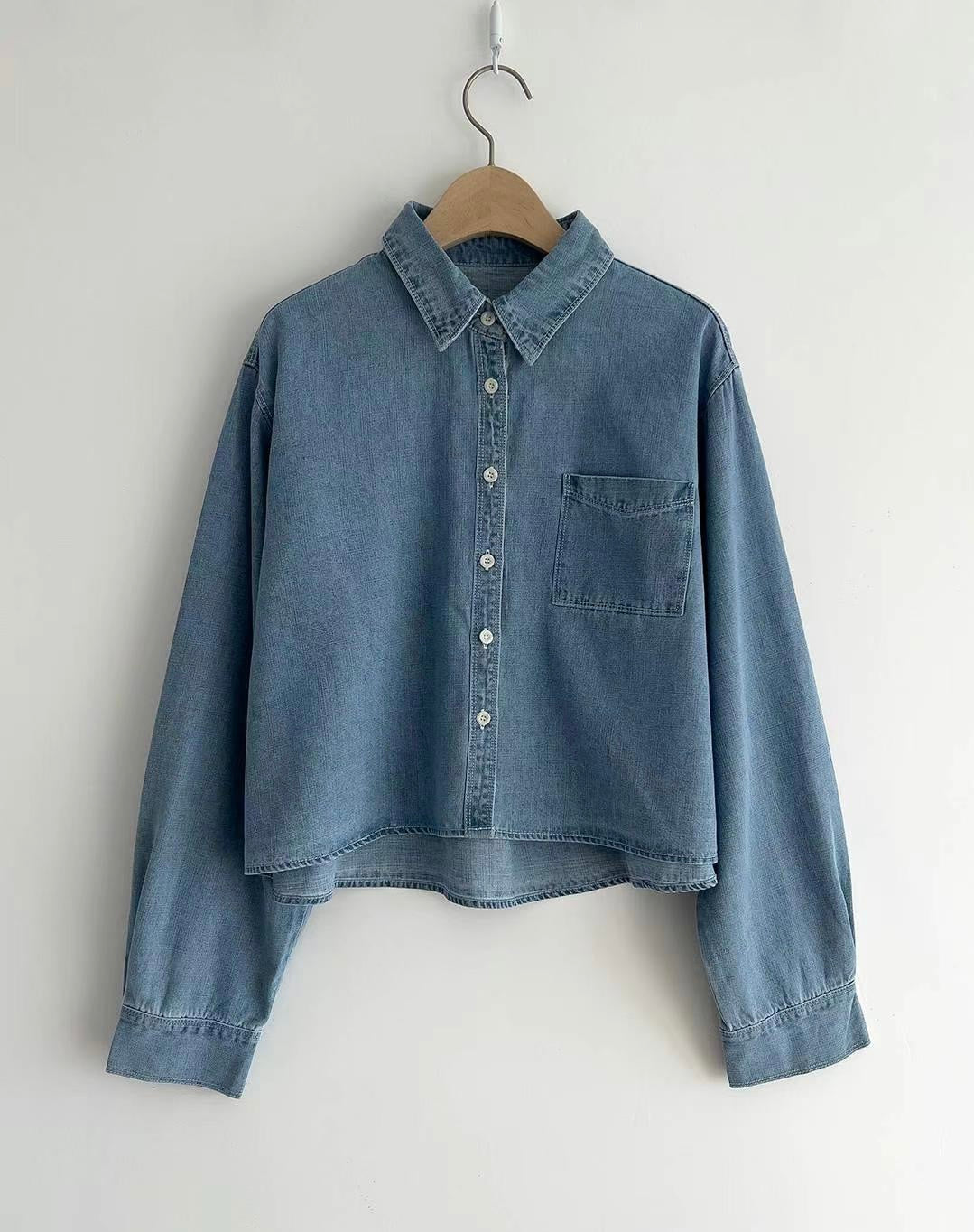 Essential Cropped Denim Shirt