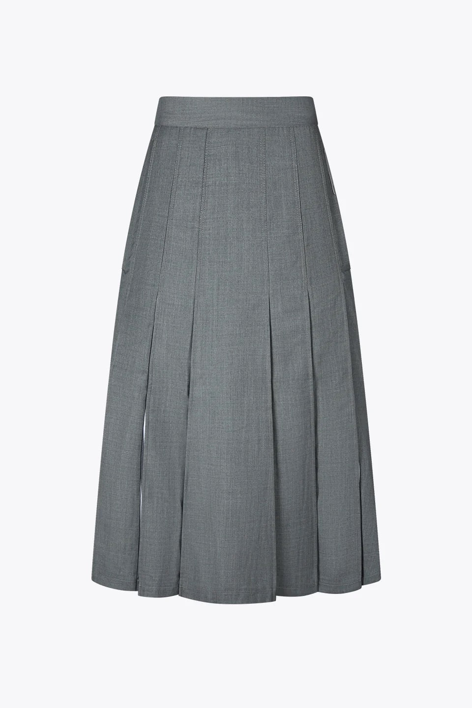 Block-Pleated Flare Shirting Skirt