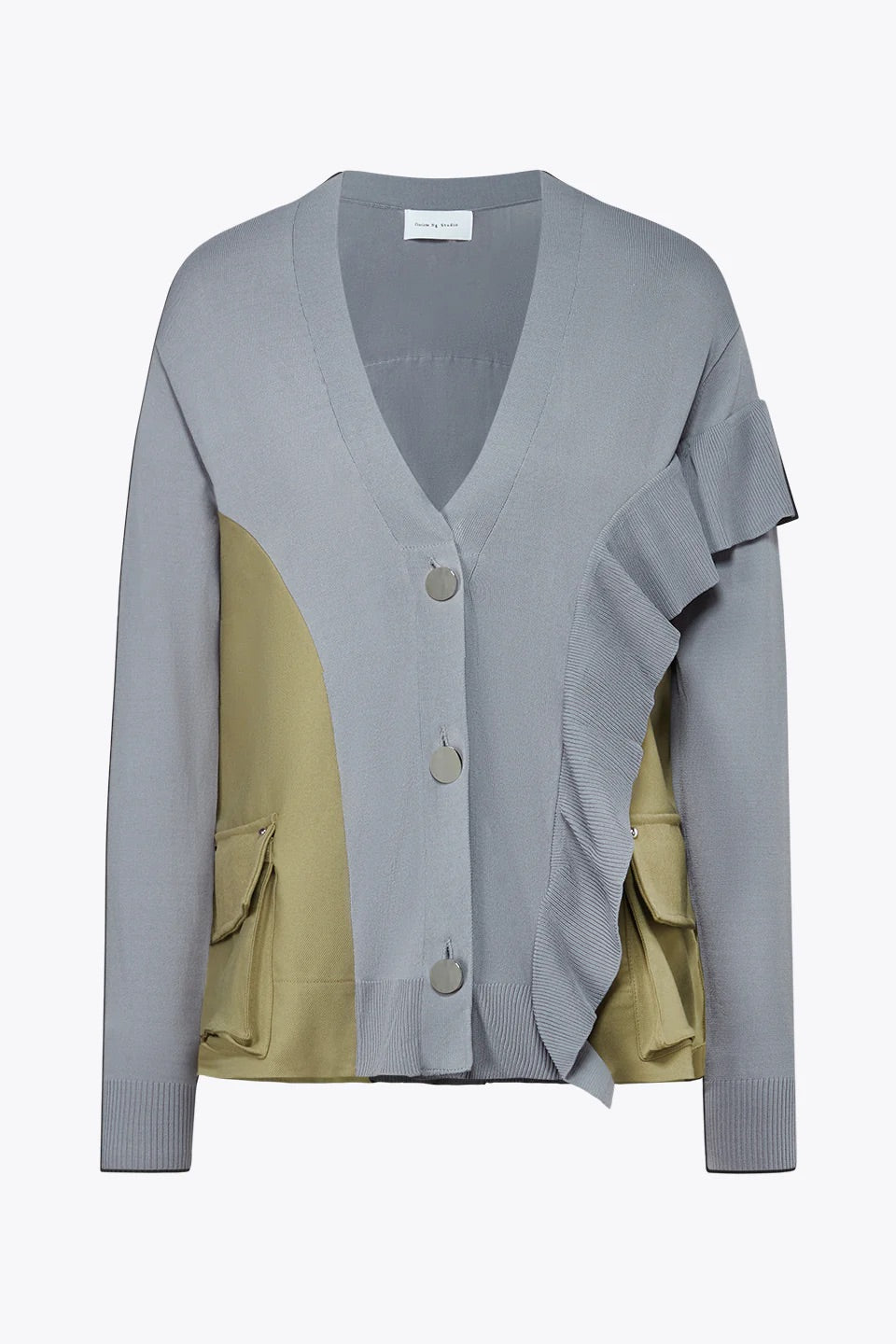 Asymmetrical Cargo Cardigan Grey