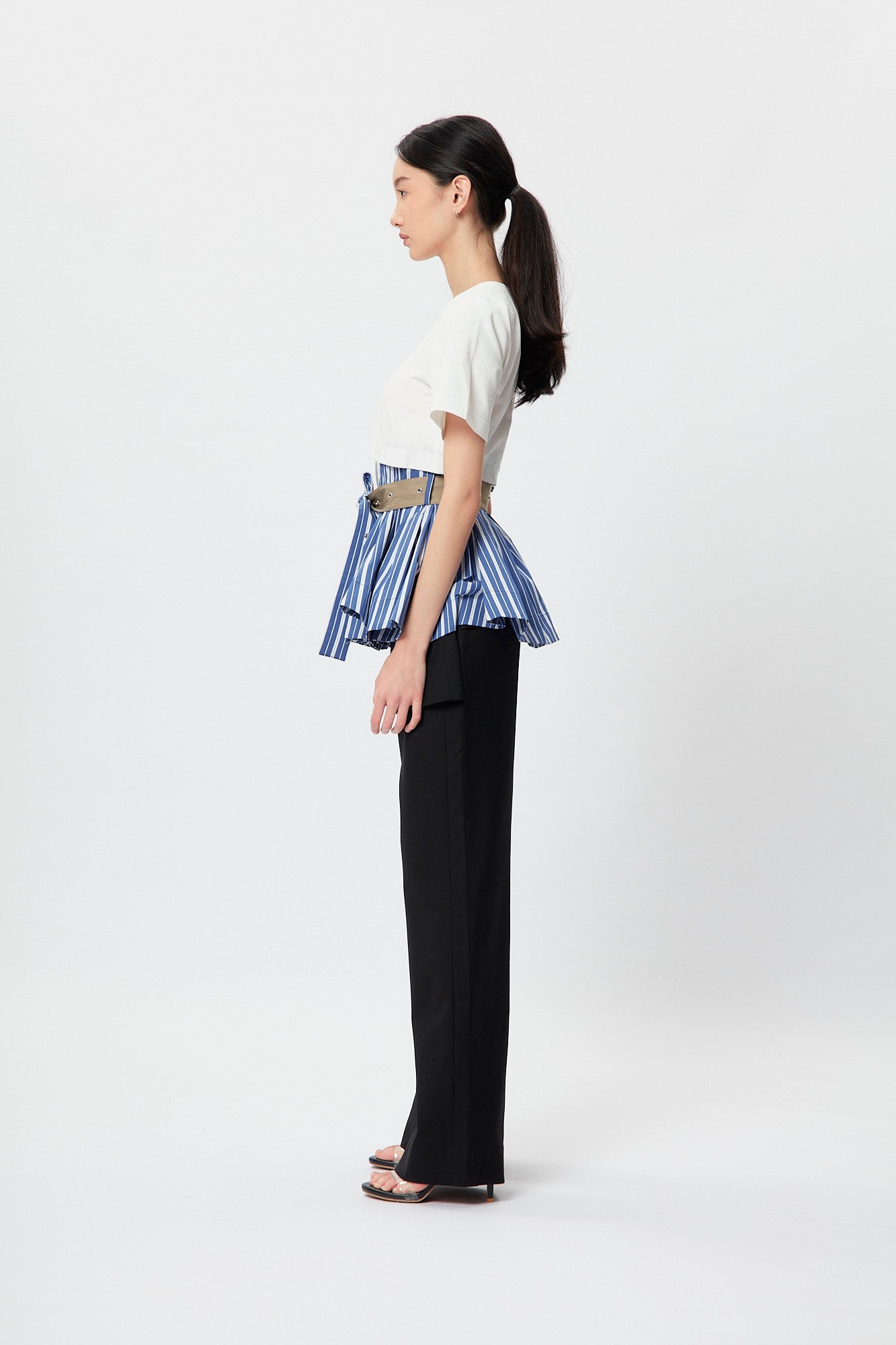 Fem-Working Peplum Tee - White
