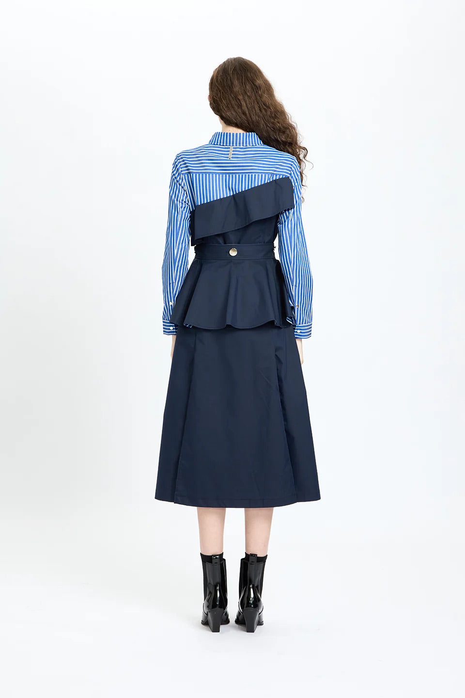 Asymmetrical Ruffle Belted Dress