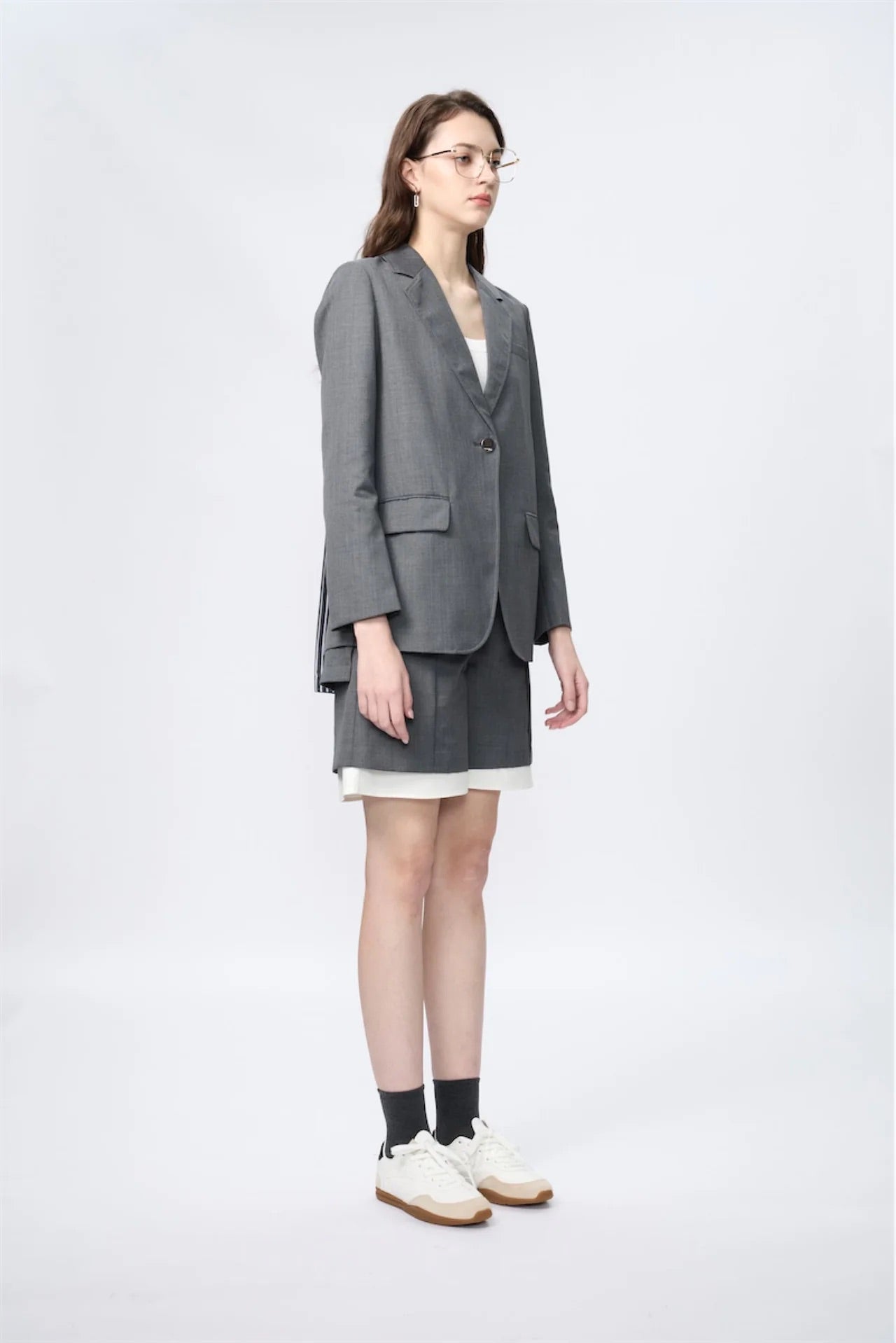 Wide-Leg Layers Shirting Shorts