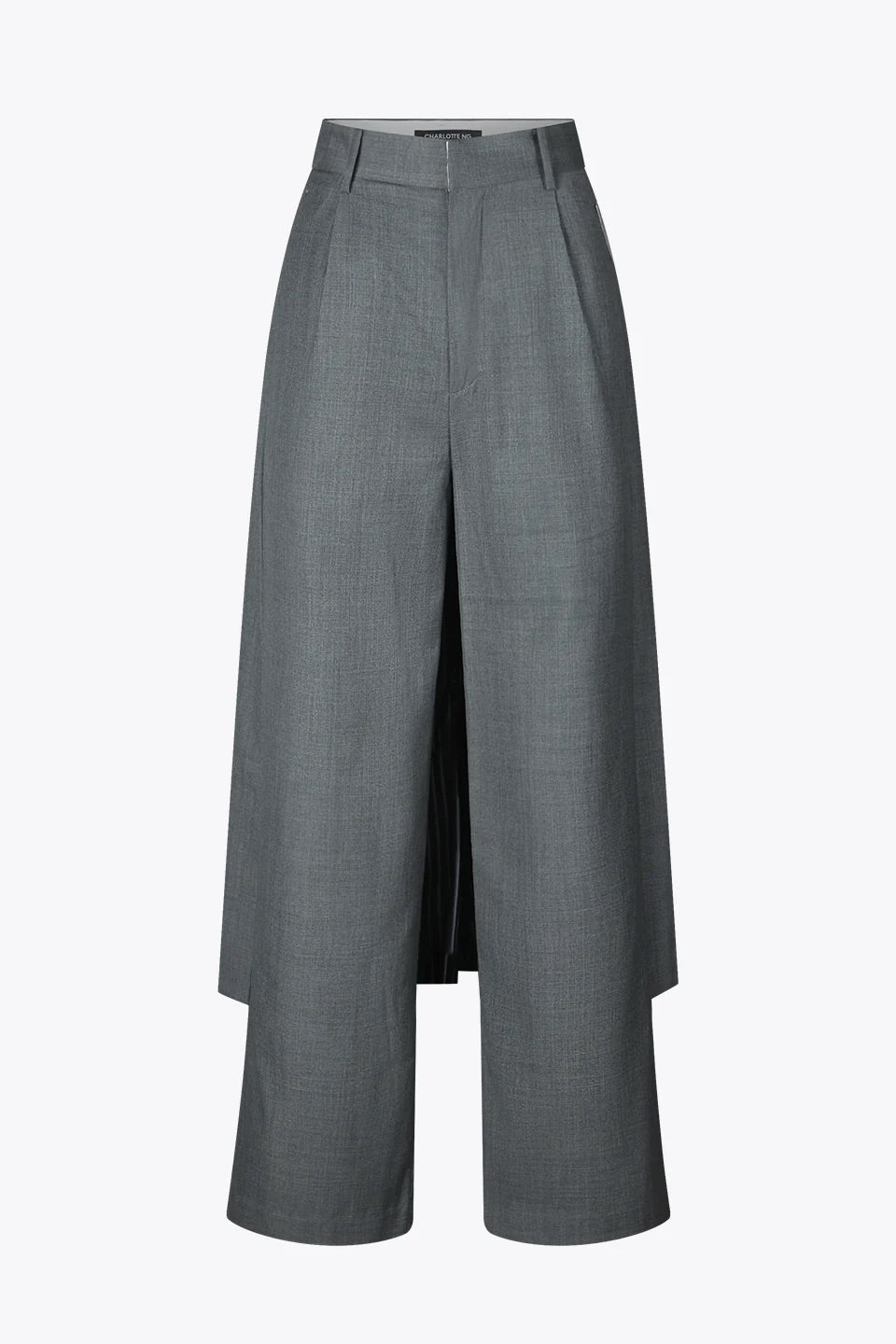Block-Pleated Flare Shirting Trousers (Grey)