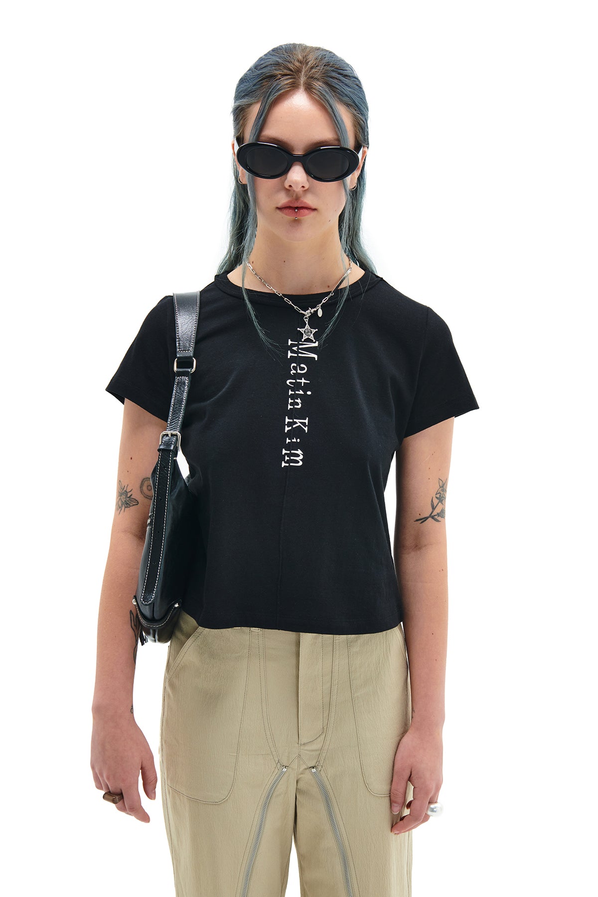 MATIN PINTUCK CROP TOP IN BLACK