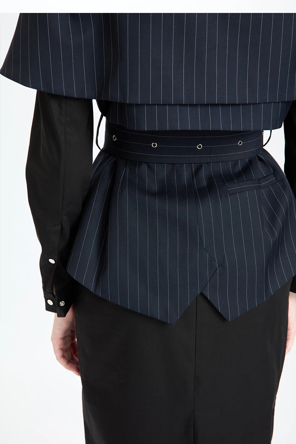 Pinstripe Inner-Layered Shirtdress