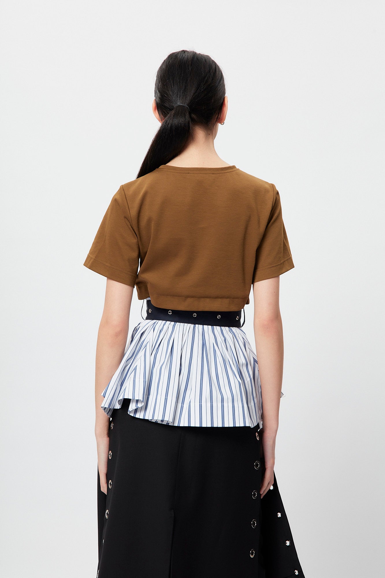 Fem-Working Peplum Tee - Olive