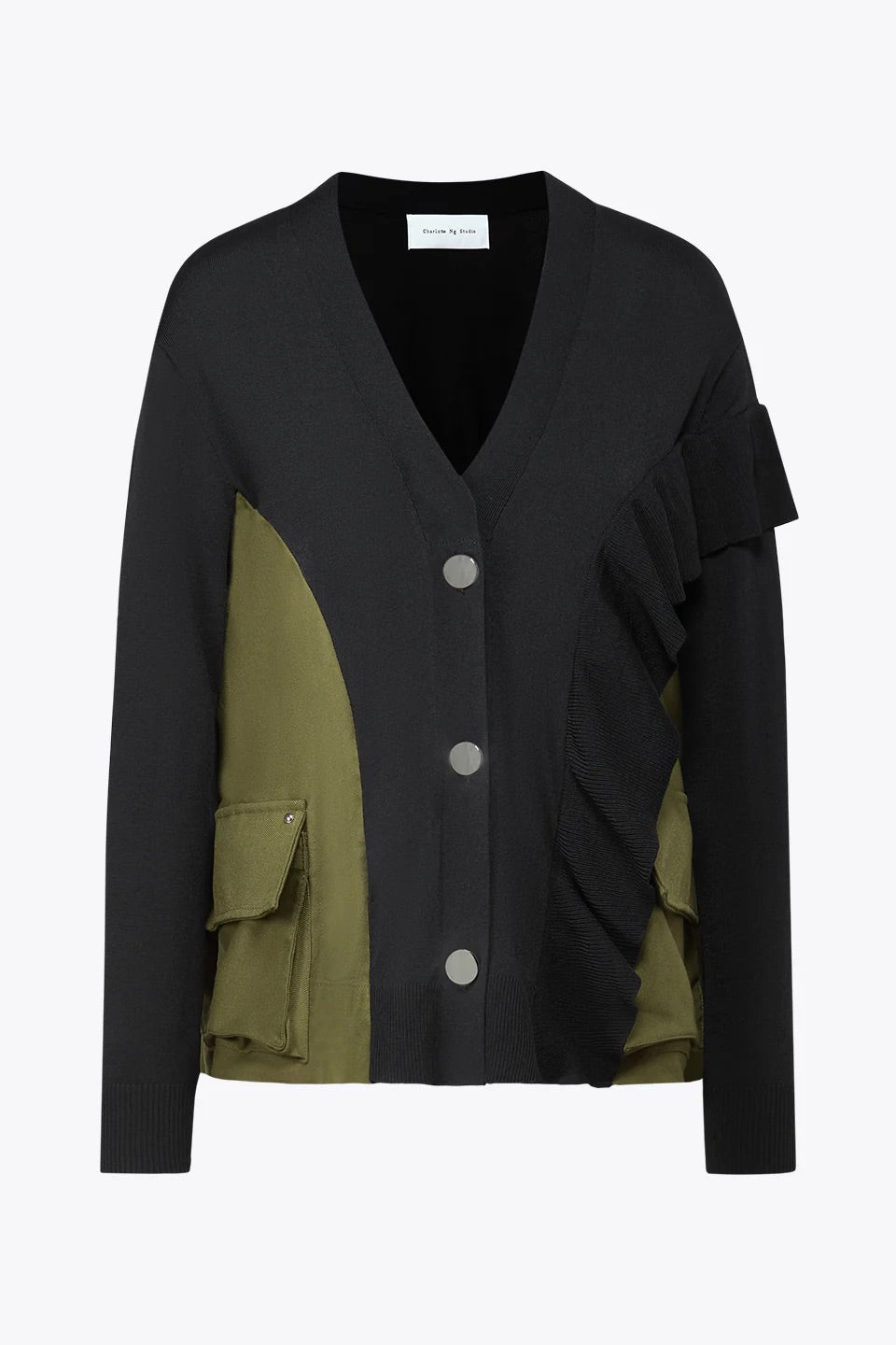 Asymmetrical Cargo Cardigan Black