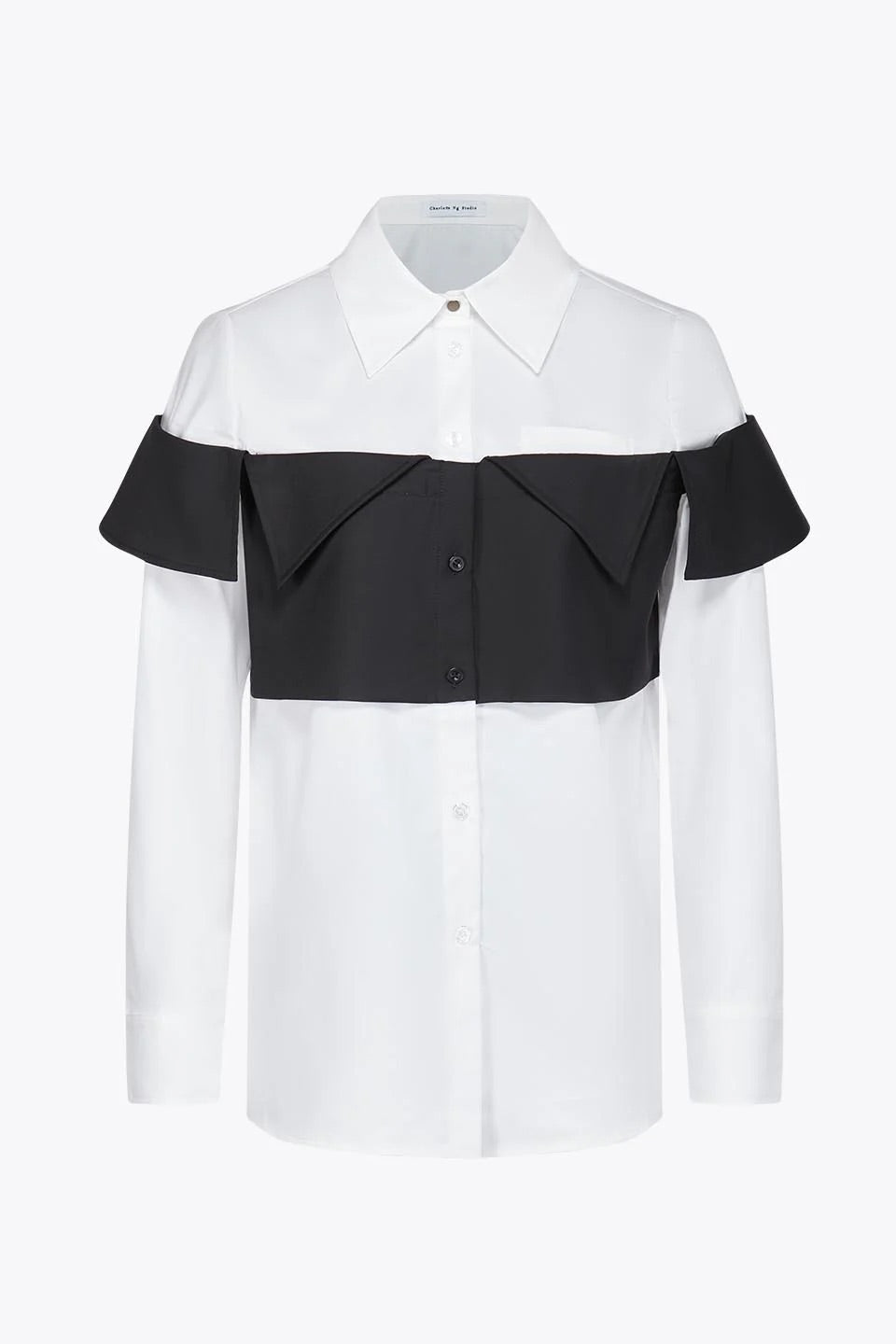 Monochrome Chic Panel Shirt White