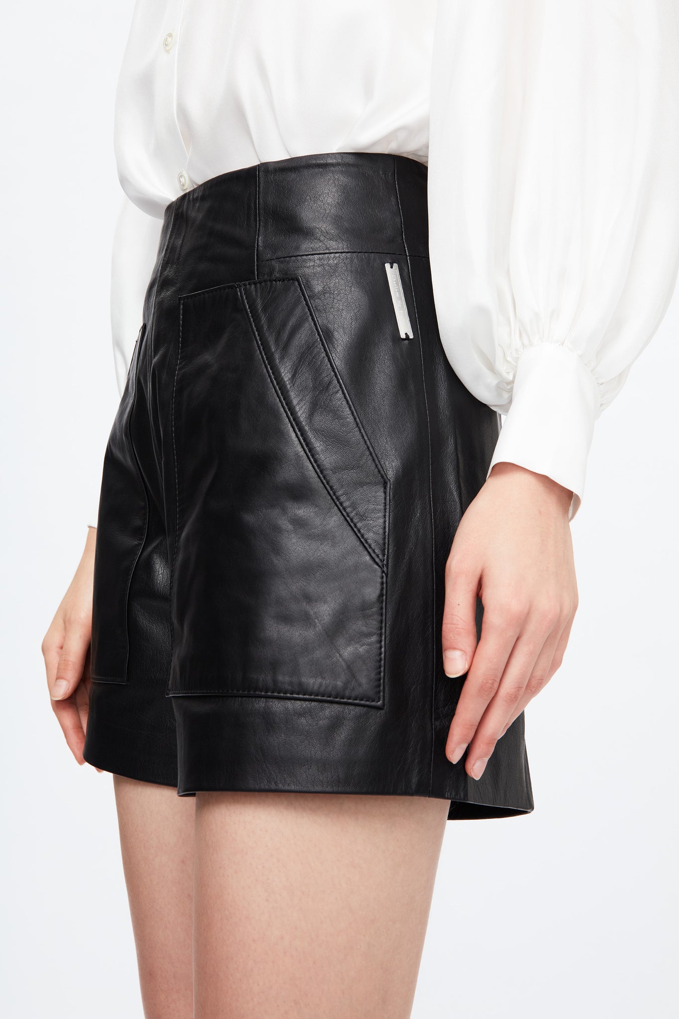Pockets Leather Shorts