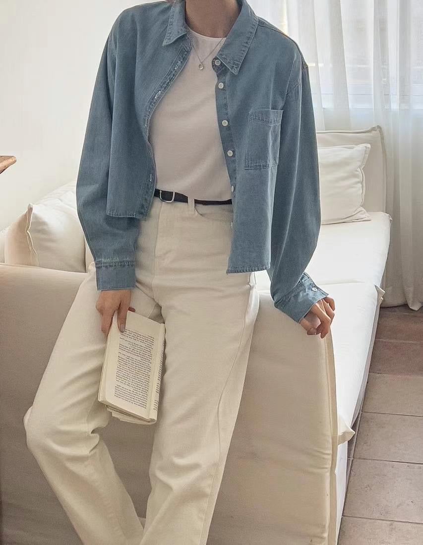 Essential Cropped Denim Shirt