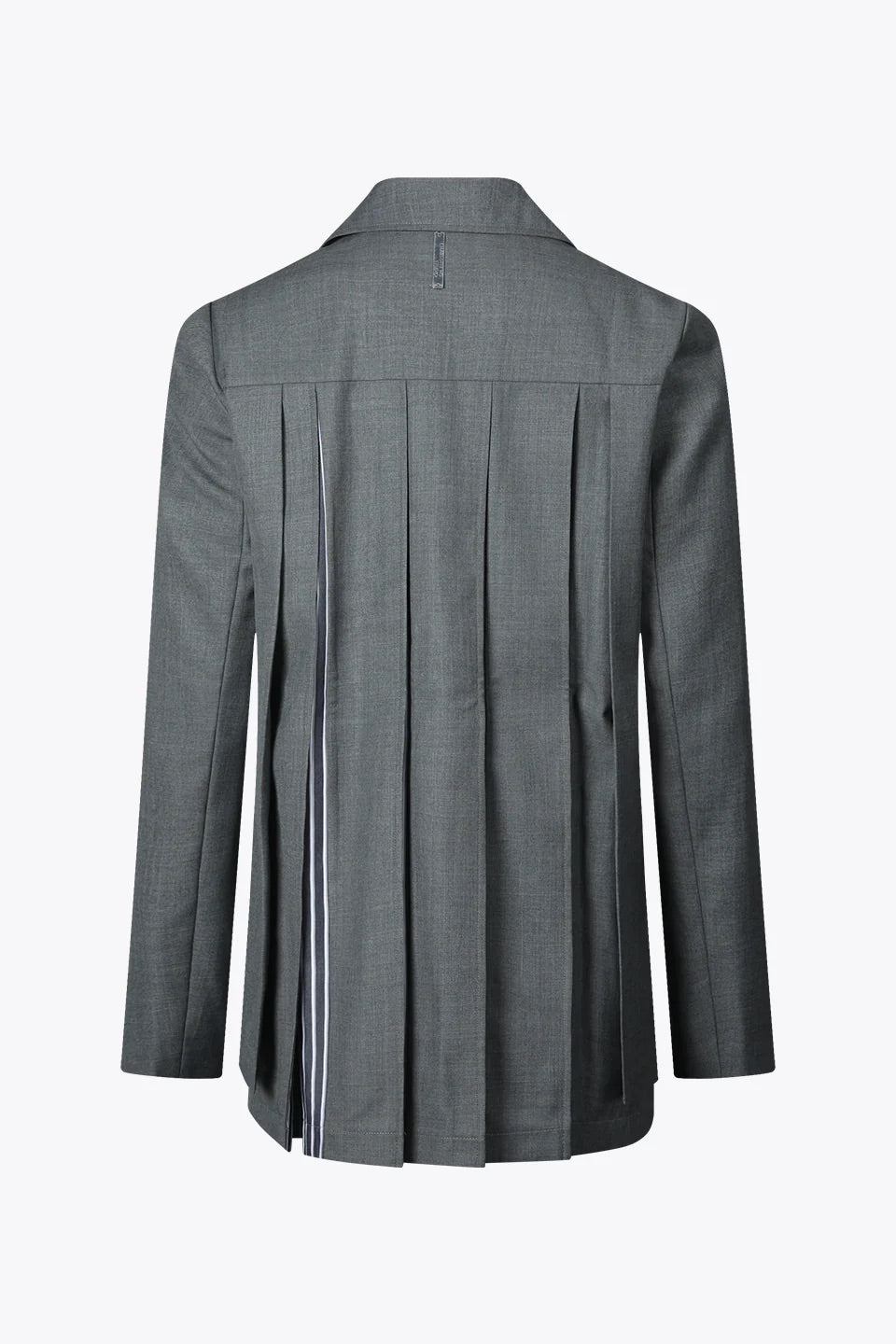 Block-Pleated Flare Shirting Blazer (Grey)