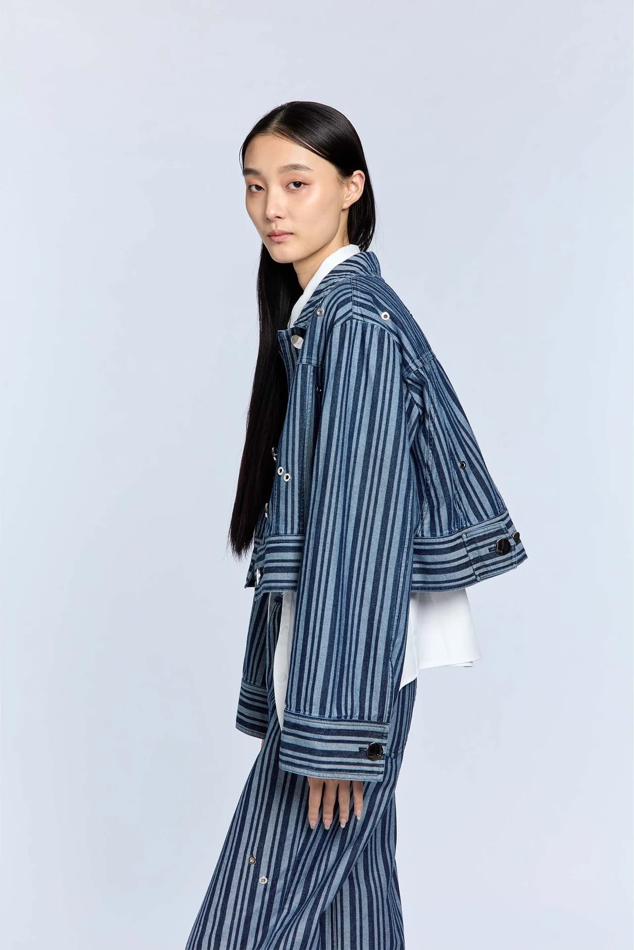 Cropped Eyelet Denim Jacket