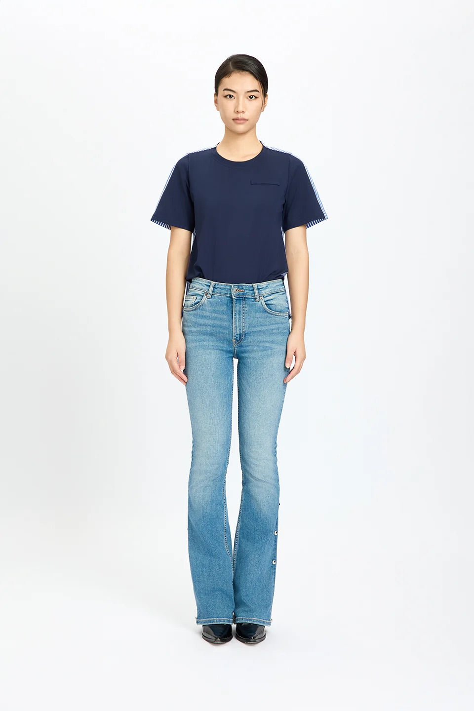 Flared Contrast Stripe Tee