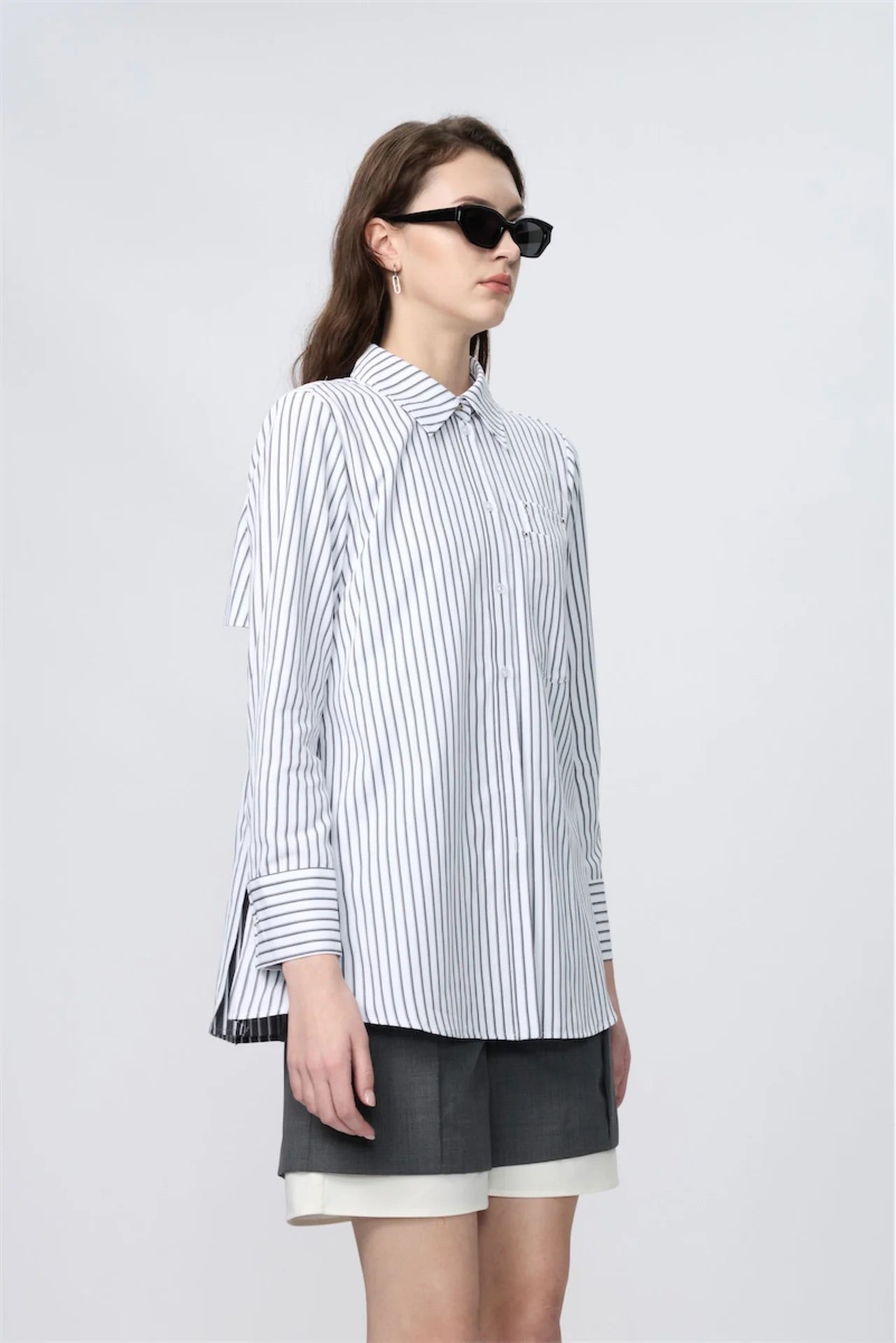 Flare Combo Pleated Boyfriend Shirt