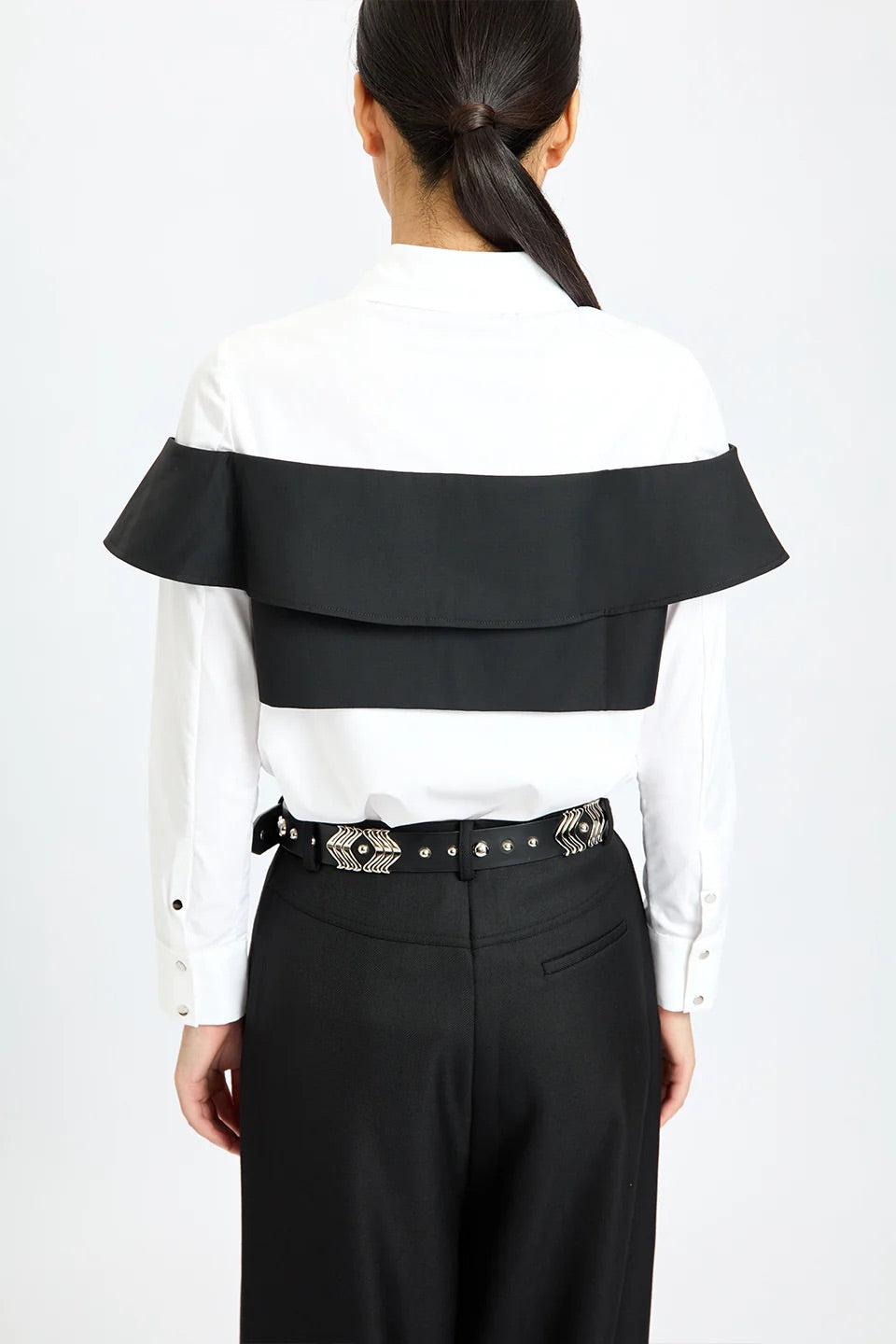 Monochrome Chic Panel Shirt White