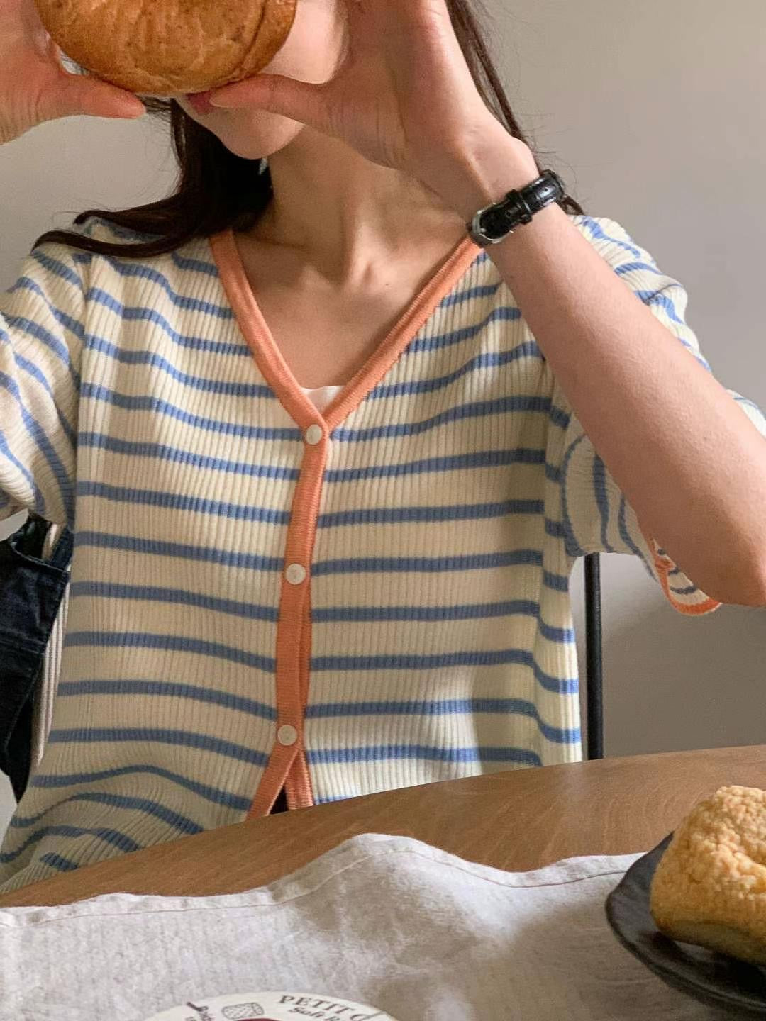 Nice Colour Match Short Sleeve stripe Cardigan (20-22Mar 268, 之後批發價$298)