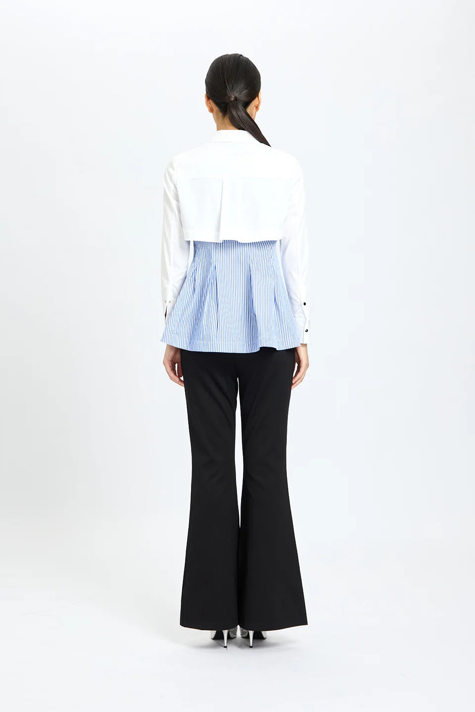 Layered Crop & Peplum Shirt White
