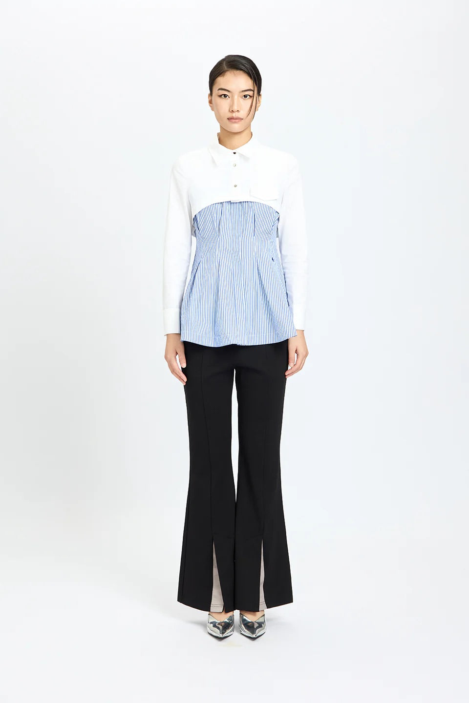 Layered Crop & Peplum Shirt White