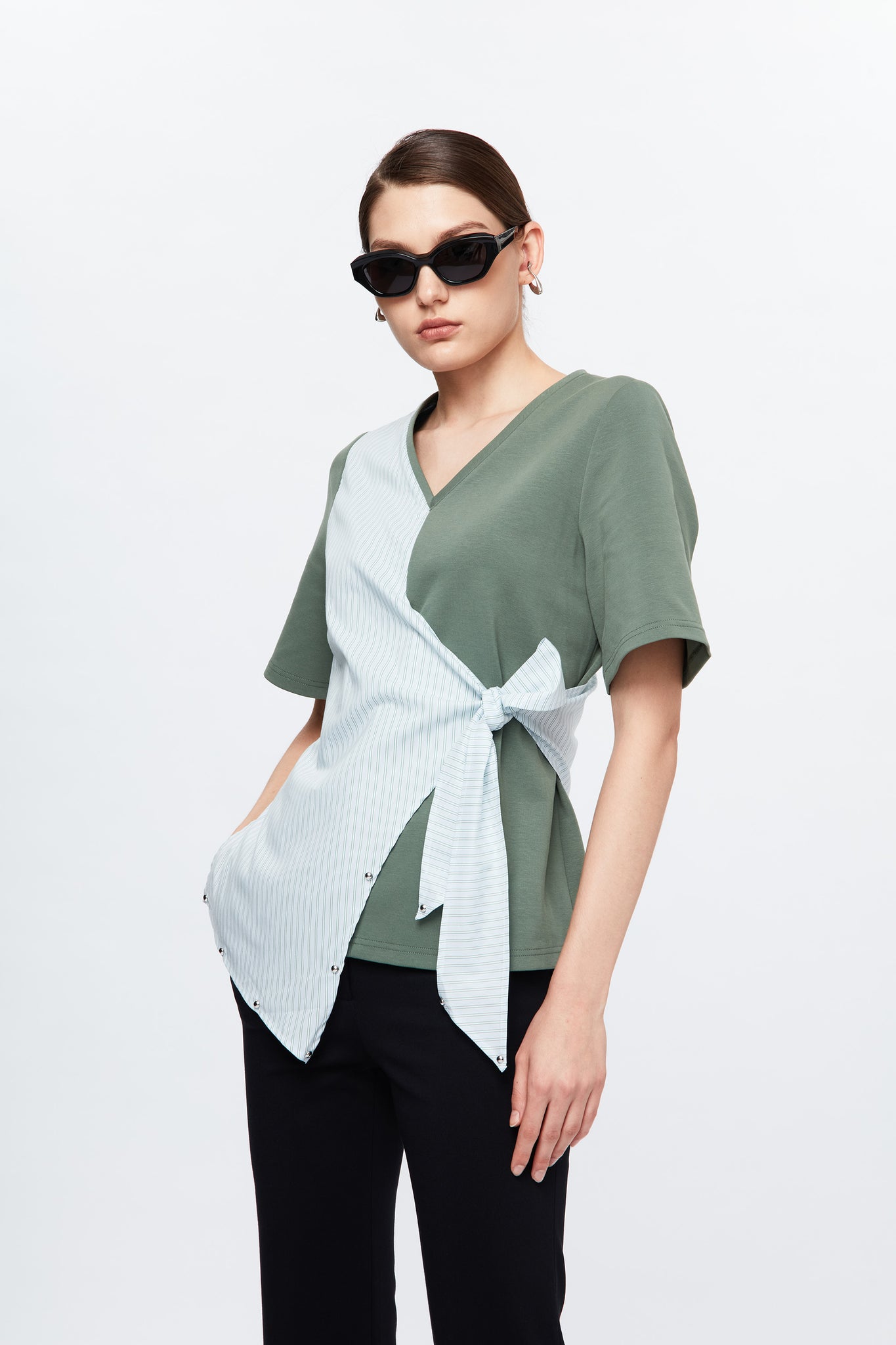 Stud Wrap Top - Green