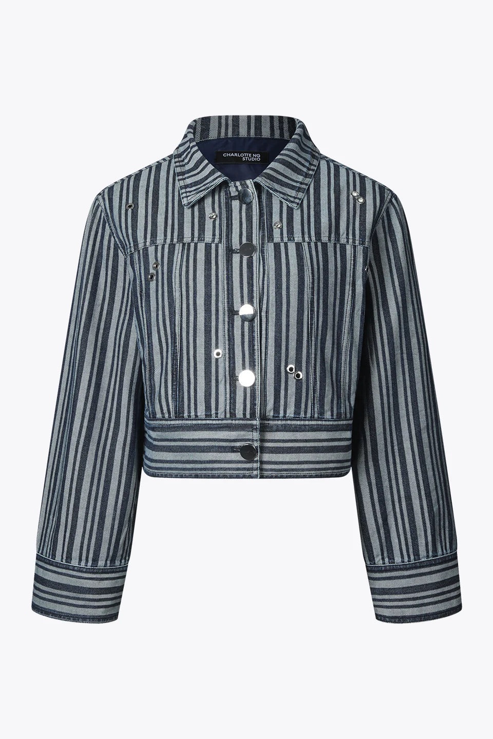 Cropped Eyelet Denim Jacket