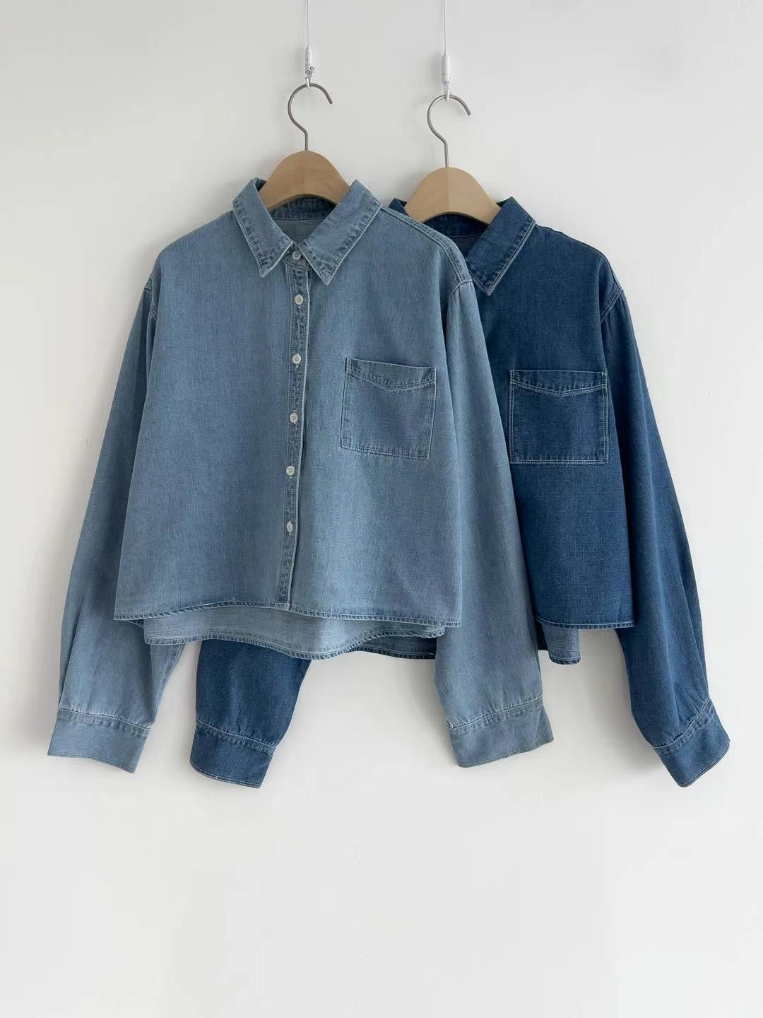 Essential Cropped Denim Shirt